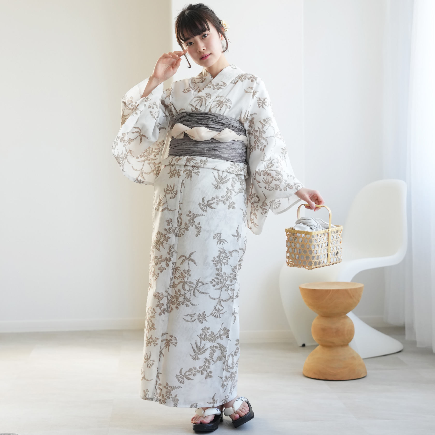 新品　ひよこ商店　高級変わり織　浴衣3点セット　くすみミントと薄桜の菊唐草 楽天市場】【ひよこ商店 高級変わり織 浴衣3点セット くすみ