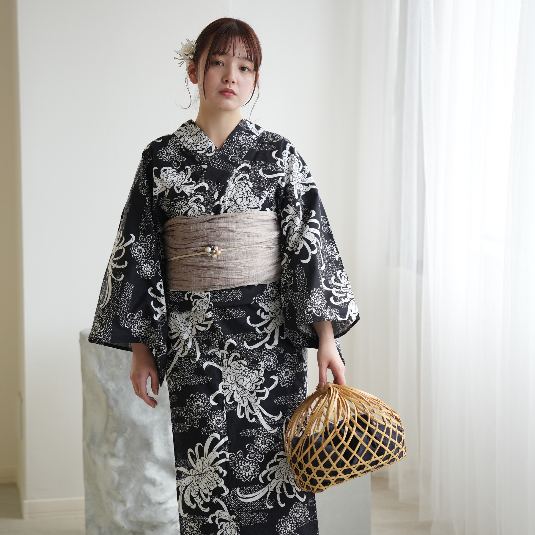utatane 浴衣 レディース セット 高級変わり織 浴衣3点セット 藍
