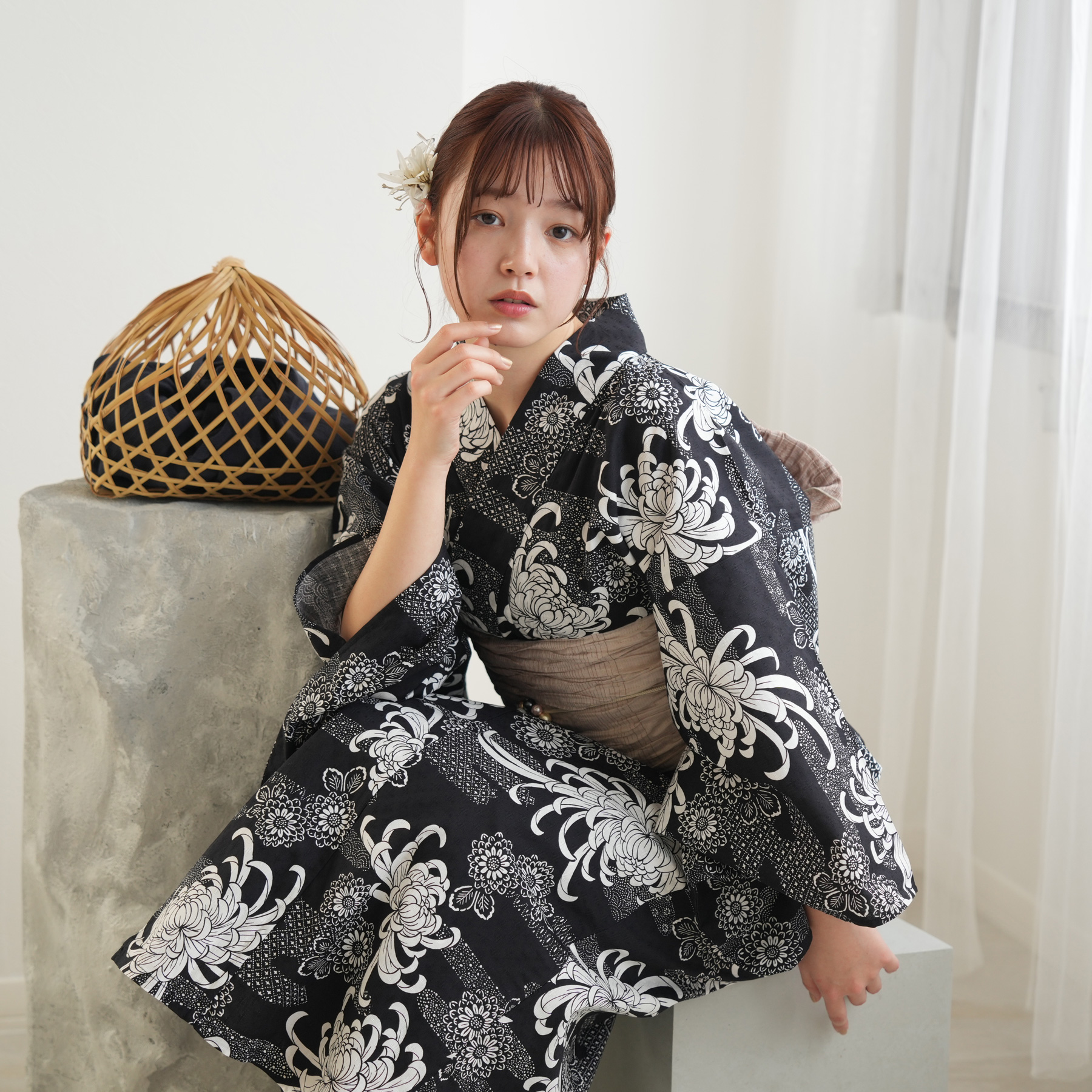 utatane 浴衣 レディース セット 高級変わり織 浴衣3点セット 藍