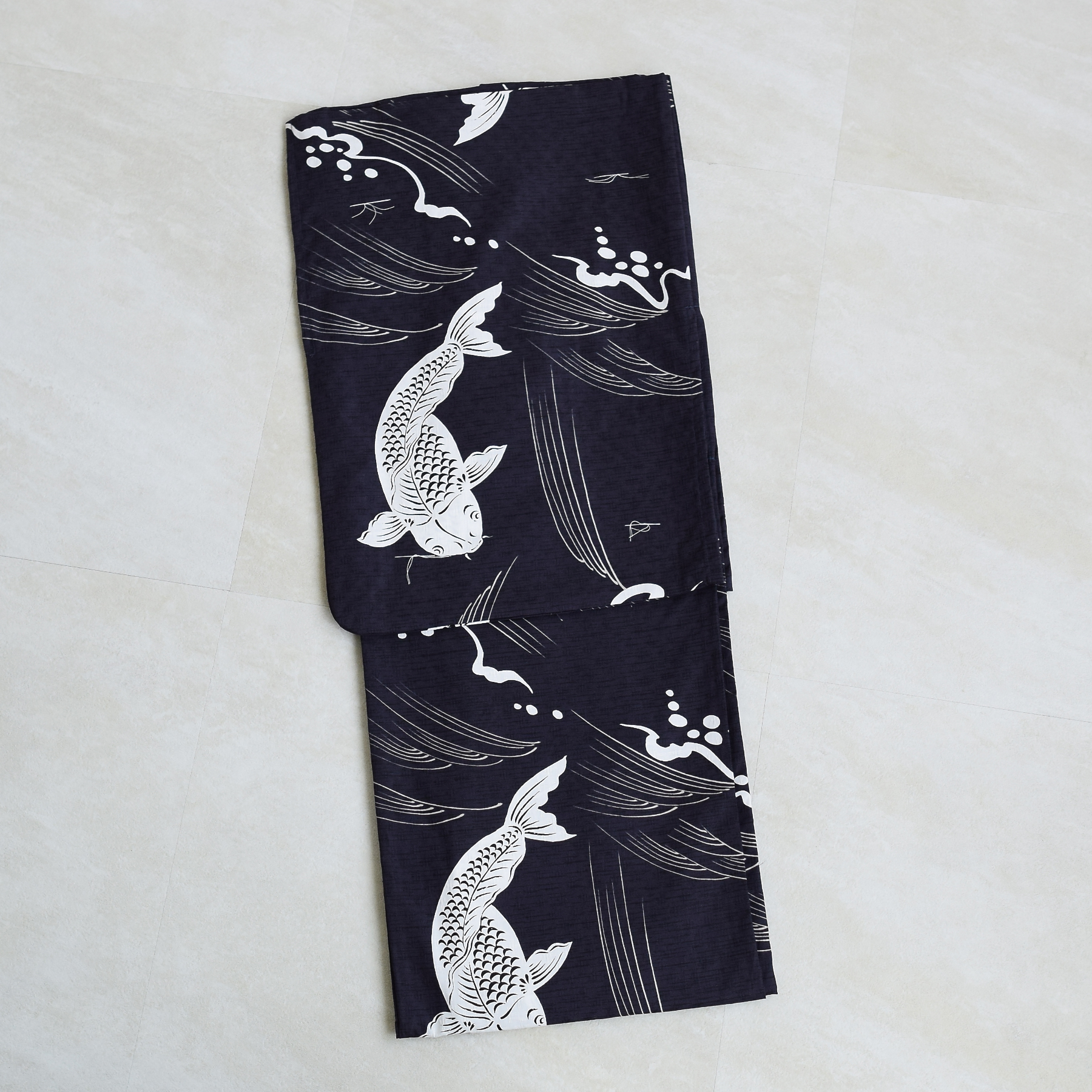 p*n様 浴衣3点セット ニコアンティーク　ウタタネ　高級変わり織 紺地に鯉　ネ に*ん様 浴衣3点セット ニコアンティーク ウタタネ 高級変わり織