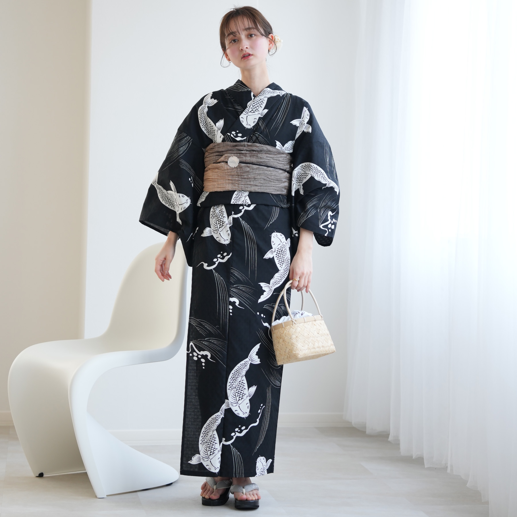 浴衣 レディース セット ニコアンティーク 高級変わり織 浴衣3点