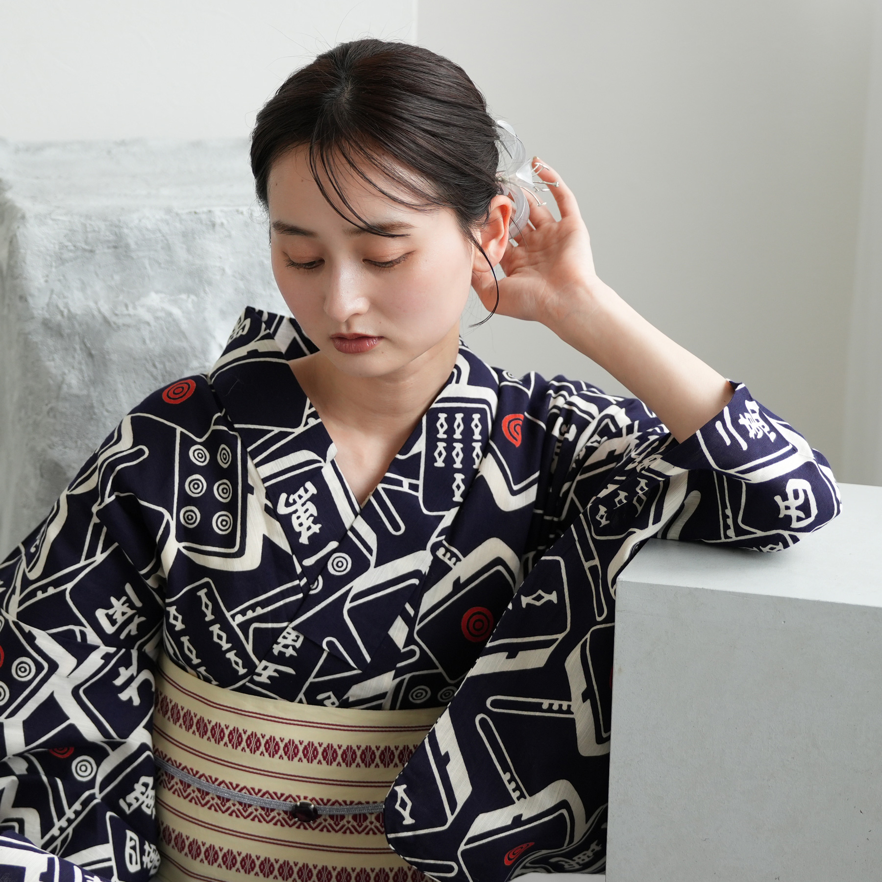 utatane 浴衣 レディース セット utatane×注染工房 浴衣3点セット 紺地