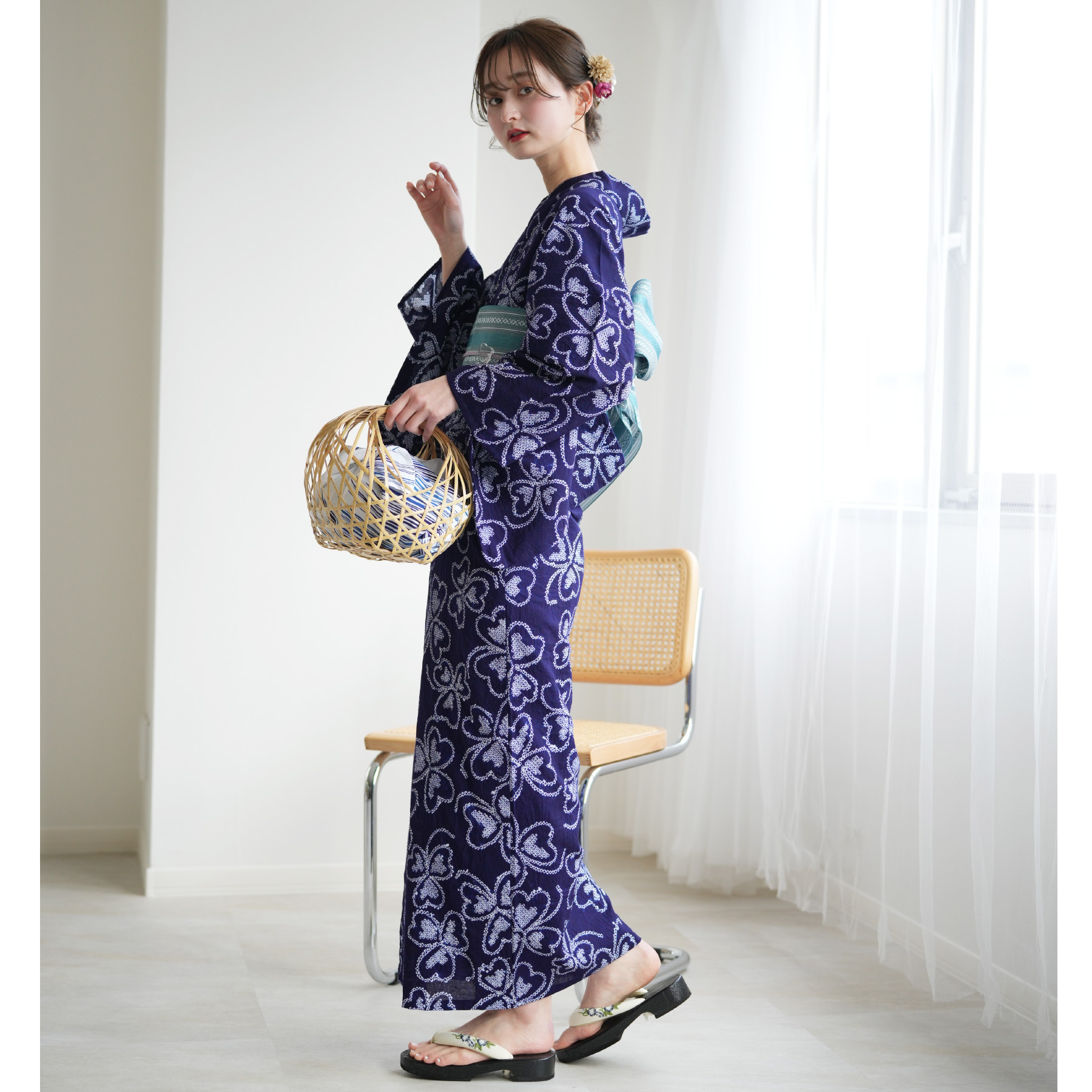 utatane 浴衣 レディース セット 有松絞り 浴衣3点セット 藍色に