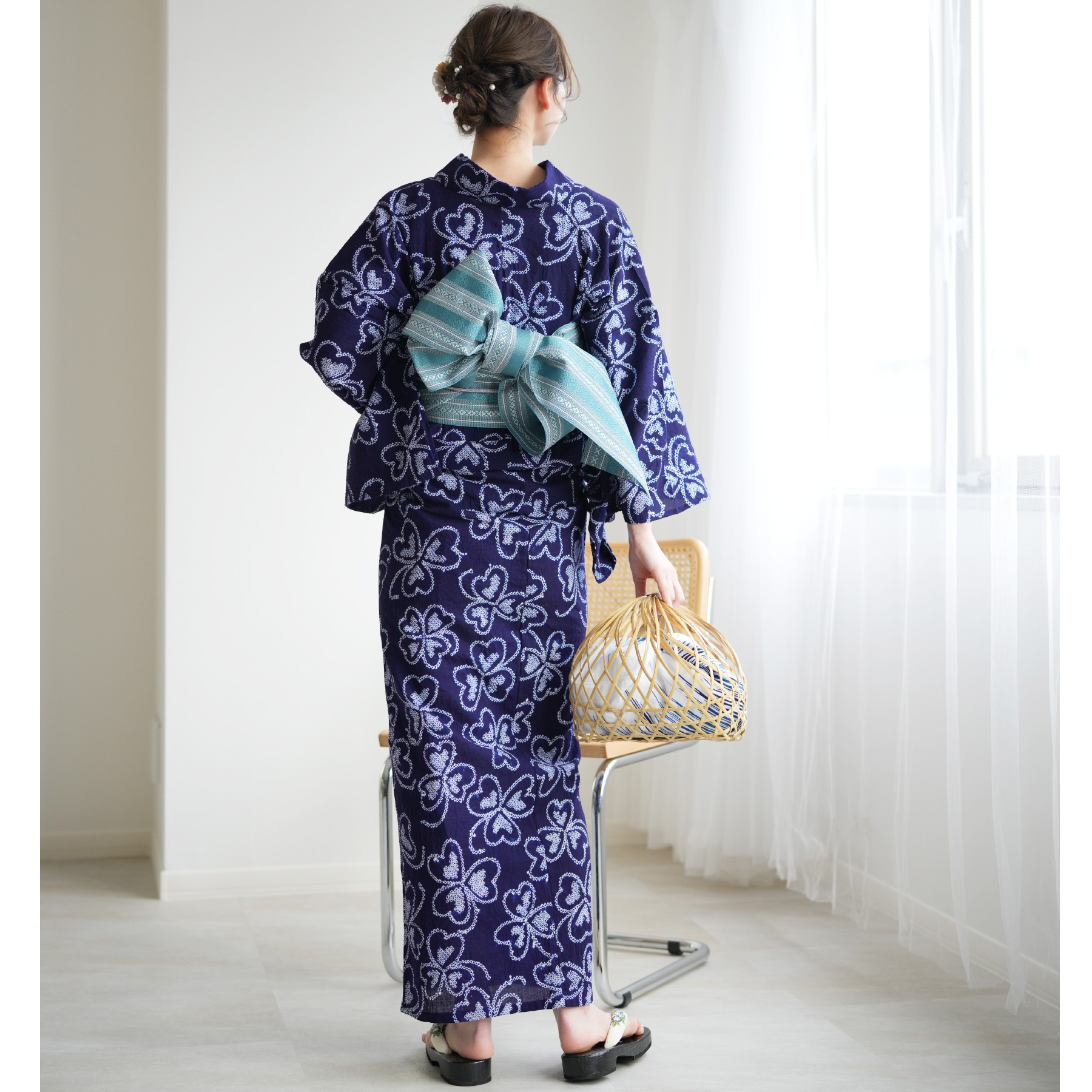 有松絞り　浴衣　3点セット utatane 浴衣 レディース セット 有松絞り 浴衣3点セット 藍色に