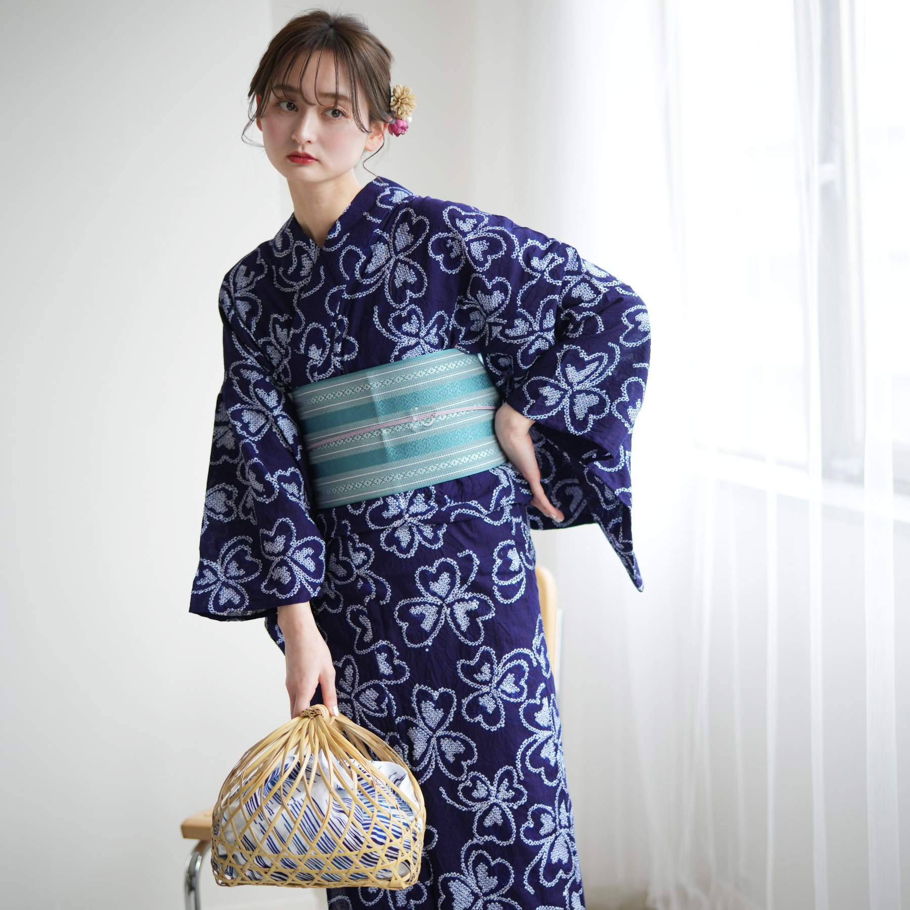 utatane 浴衣 レディース セット 有松絞り 浴衣3点セット 藍色に