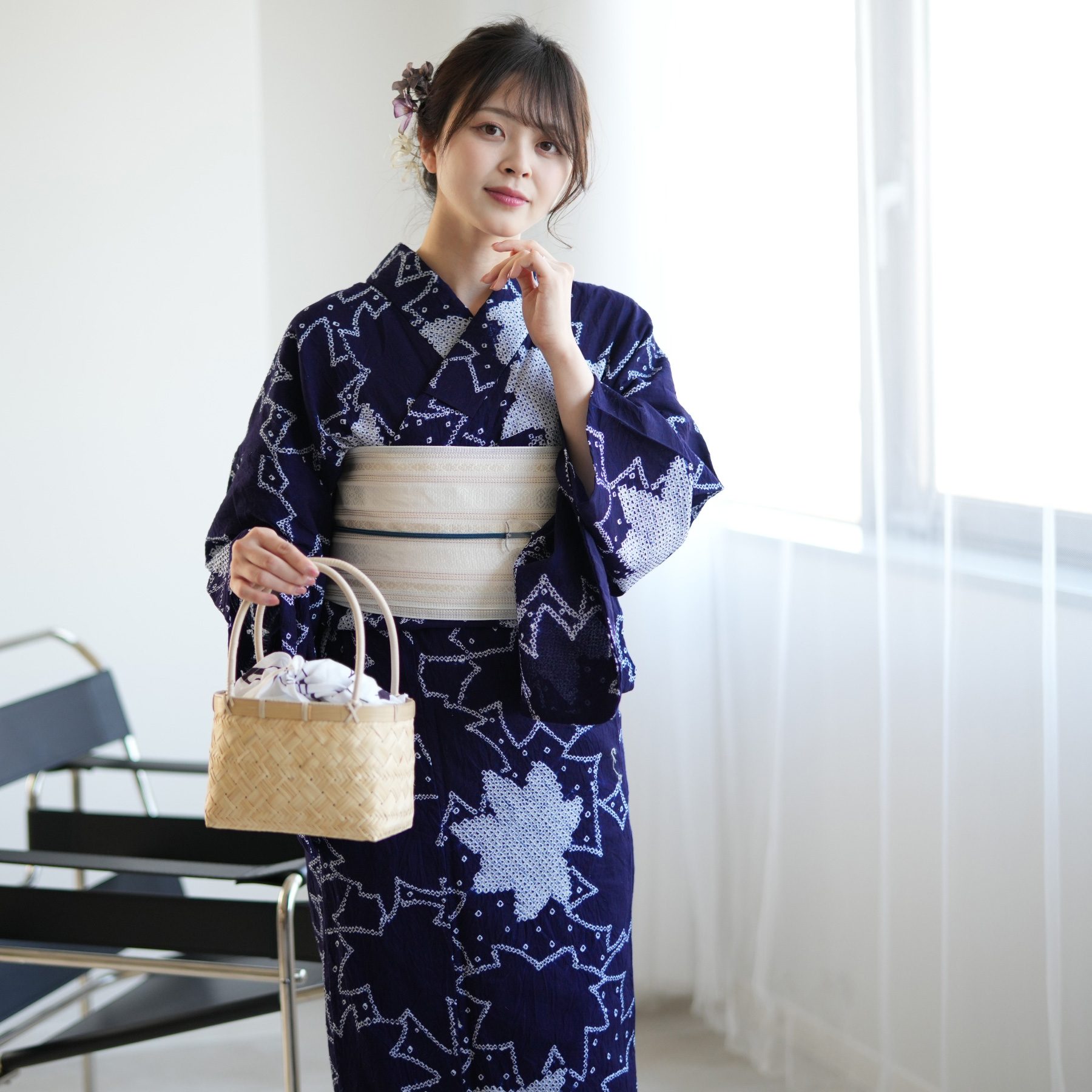 utatane 浴衣 レディース セット 有松絞り 浴衣3点セット 藍色に