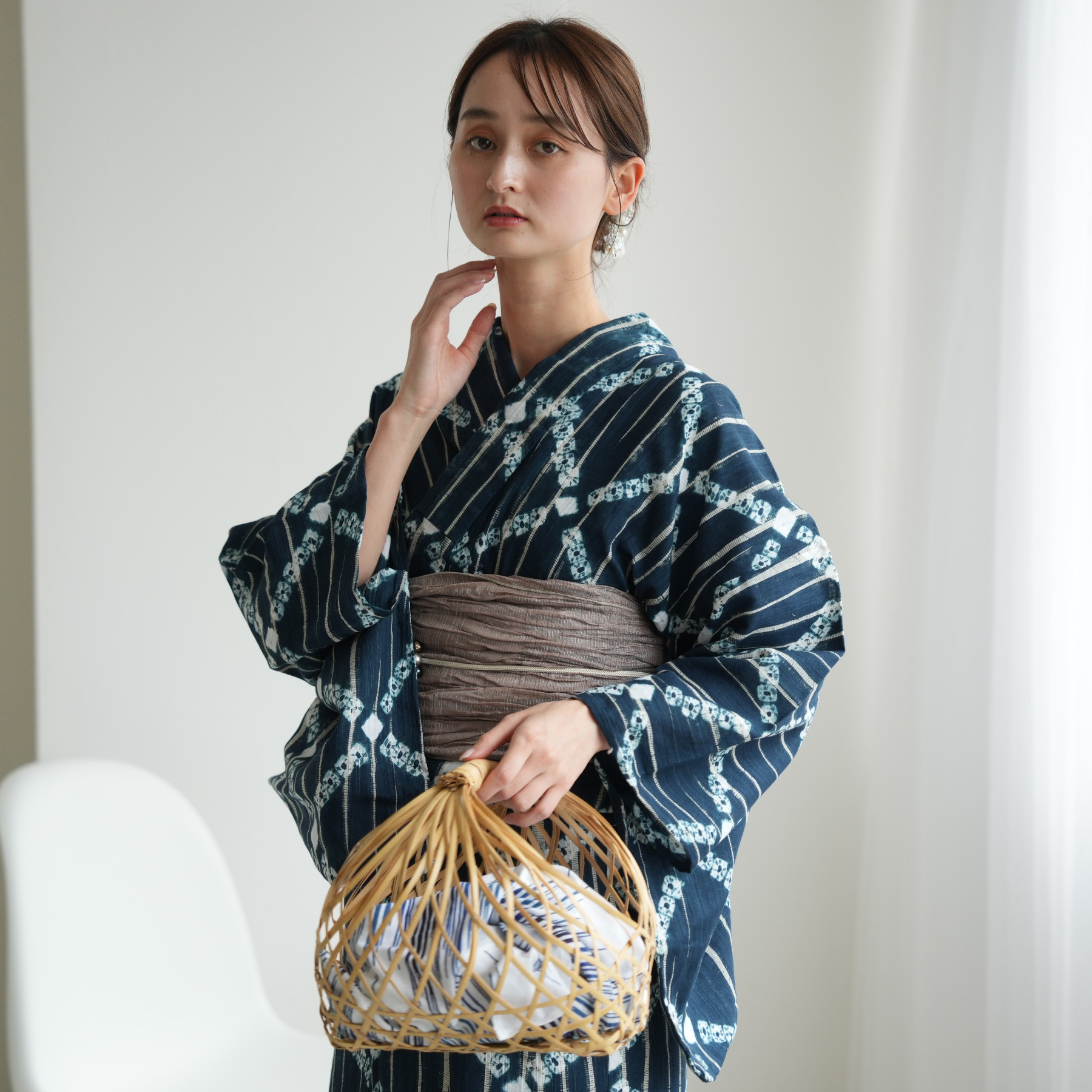 utatane 浴衣 レディース セット 有松絞り 浴衣3点セット 鉄紺の