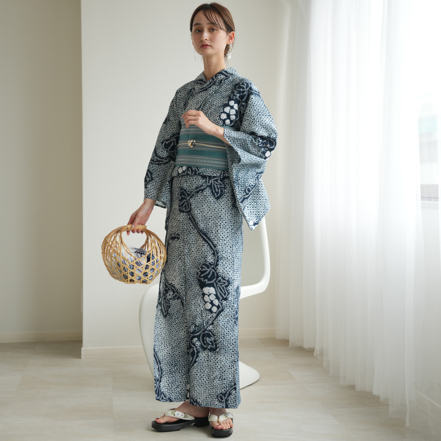 浴衣 有松絞り 未使用品 手縫い 夏物 本場有松鳴海絞り 浴衣 リサイクル 有松 ゆかた 絞り 木綿