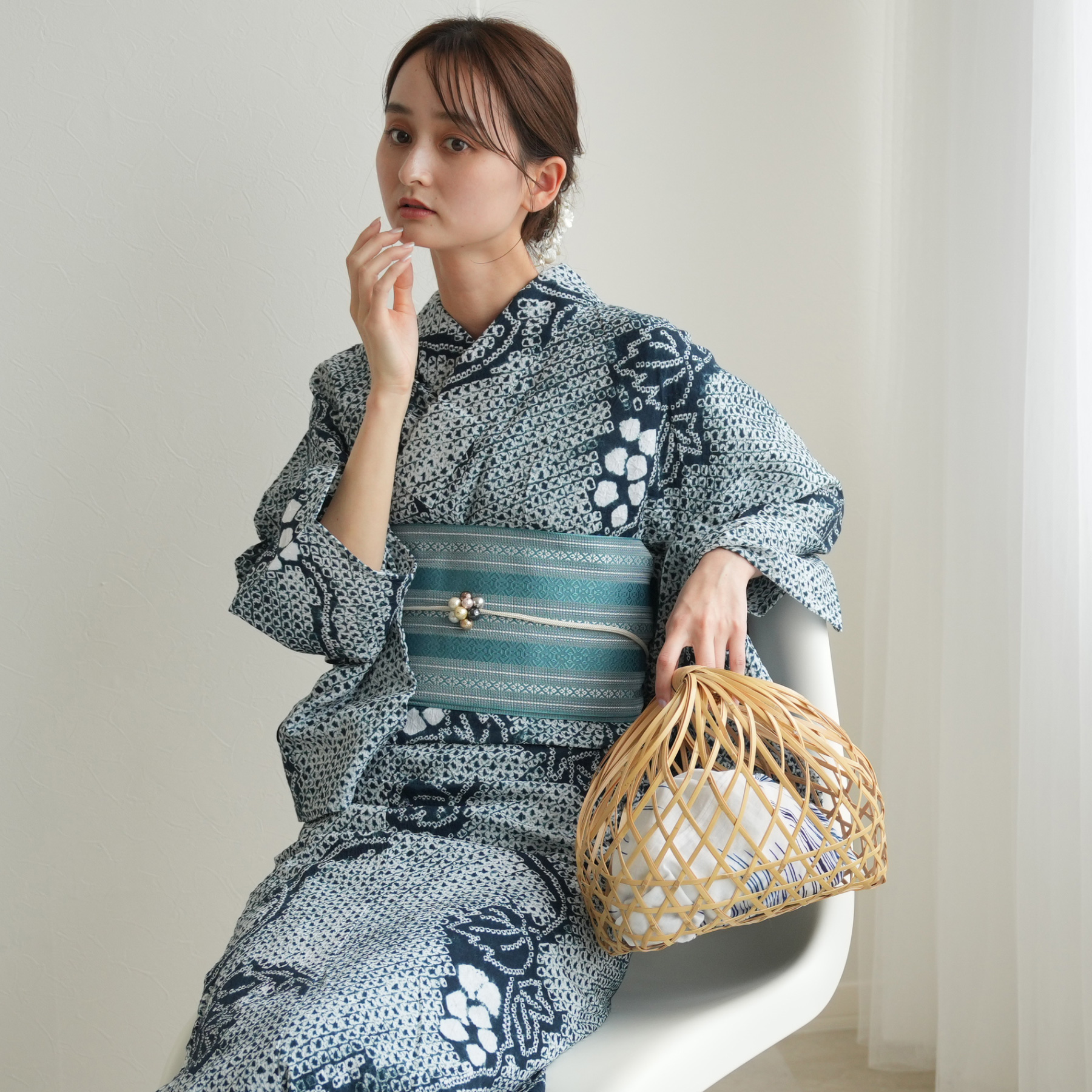 utatane 浴衣 レディース セット 有松絞り 浴衣3点セット 鉄紺に