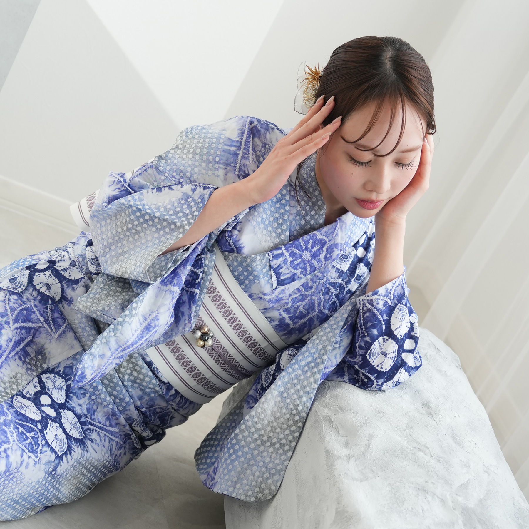 浴衣セット　高級浴衣　有松絞り　レディース浴衣セット　大人の浴衣 浴衣 レディース セット utatane 有松絞り 浴衣3点セット 流れる