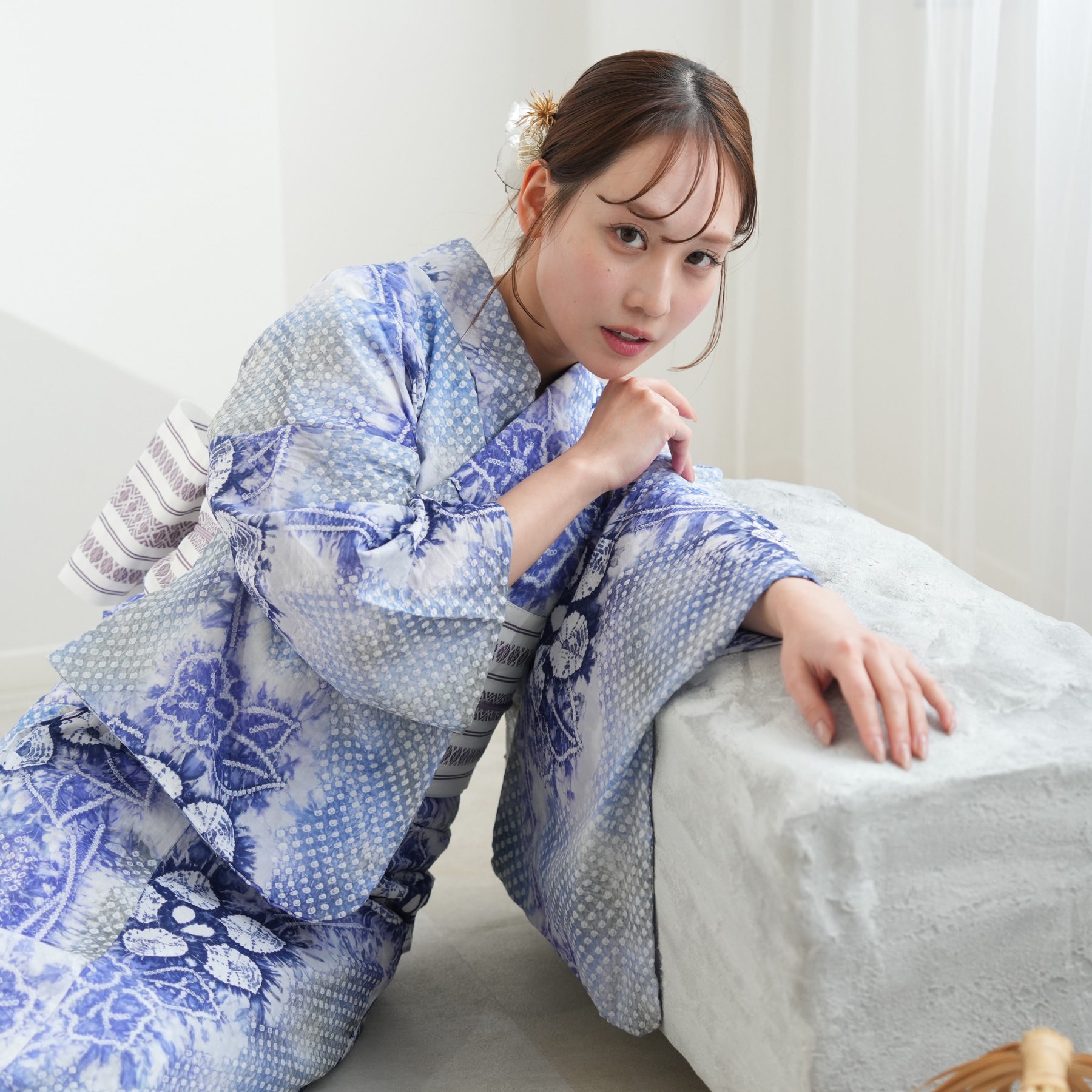 浴衣 レディース セット utatane 有松絞り 浴衣3点セット 流れる
