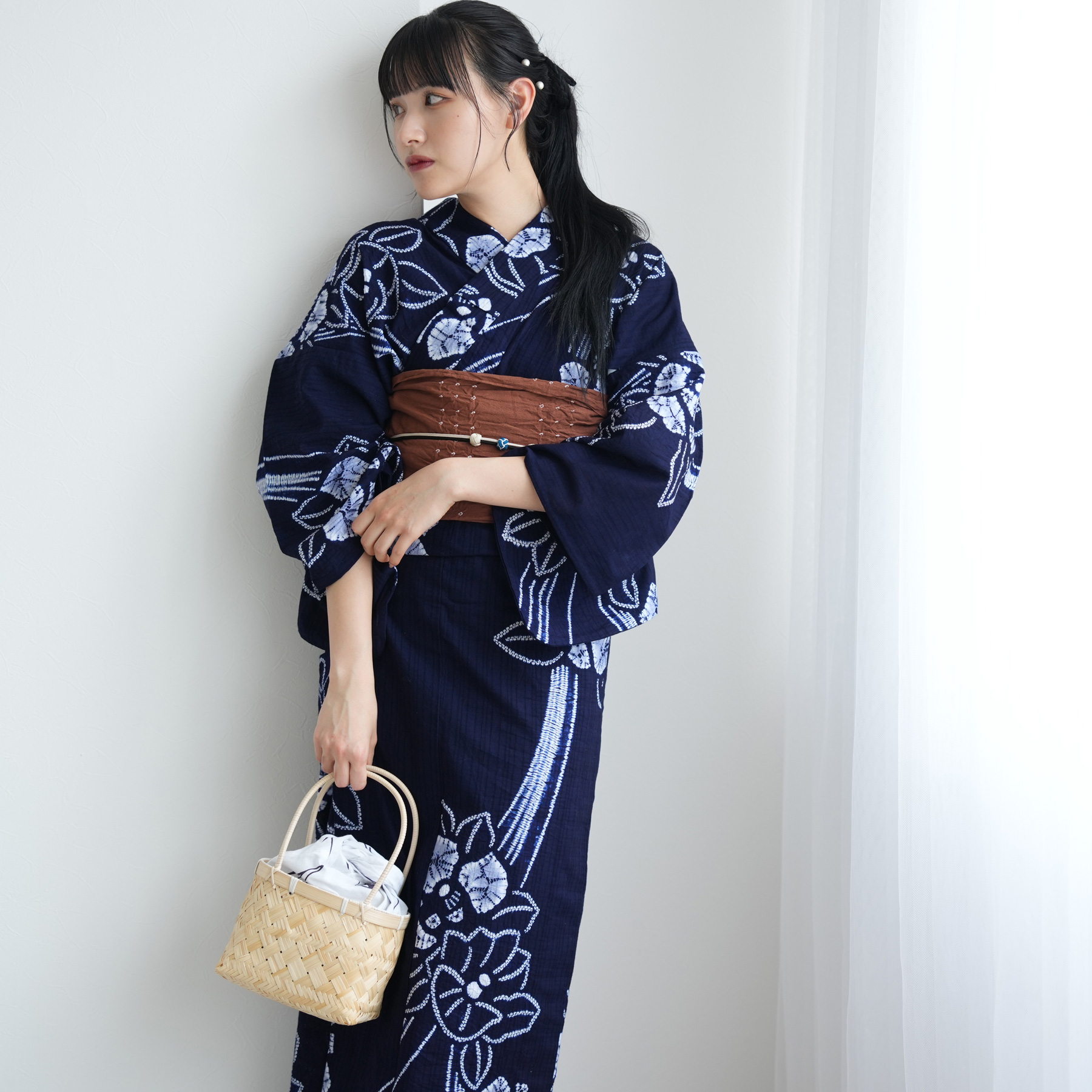 ゆりのはな　絞り浴衣反物　付下げ　伝統工芸　有松鳴海絞り　総絞り　黒地　F302 000000026661-01.jpg?t=