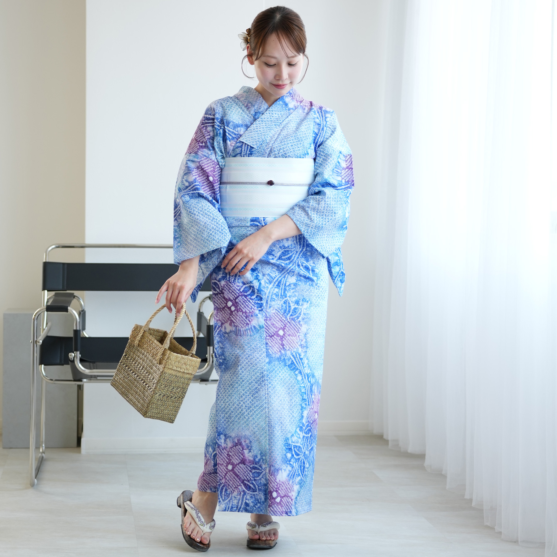 浴衣　有松絞り『テッセン』手縫い　✨未使用美品 楽天市場】有松絞り 浴衣 セットの通販