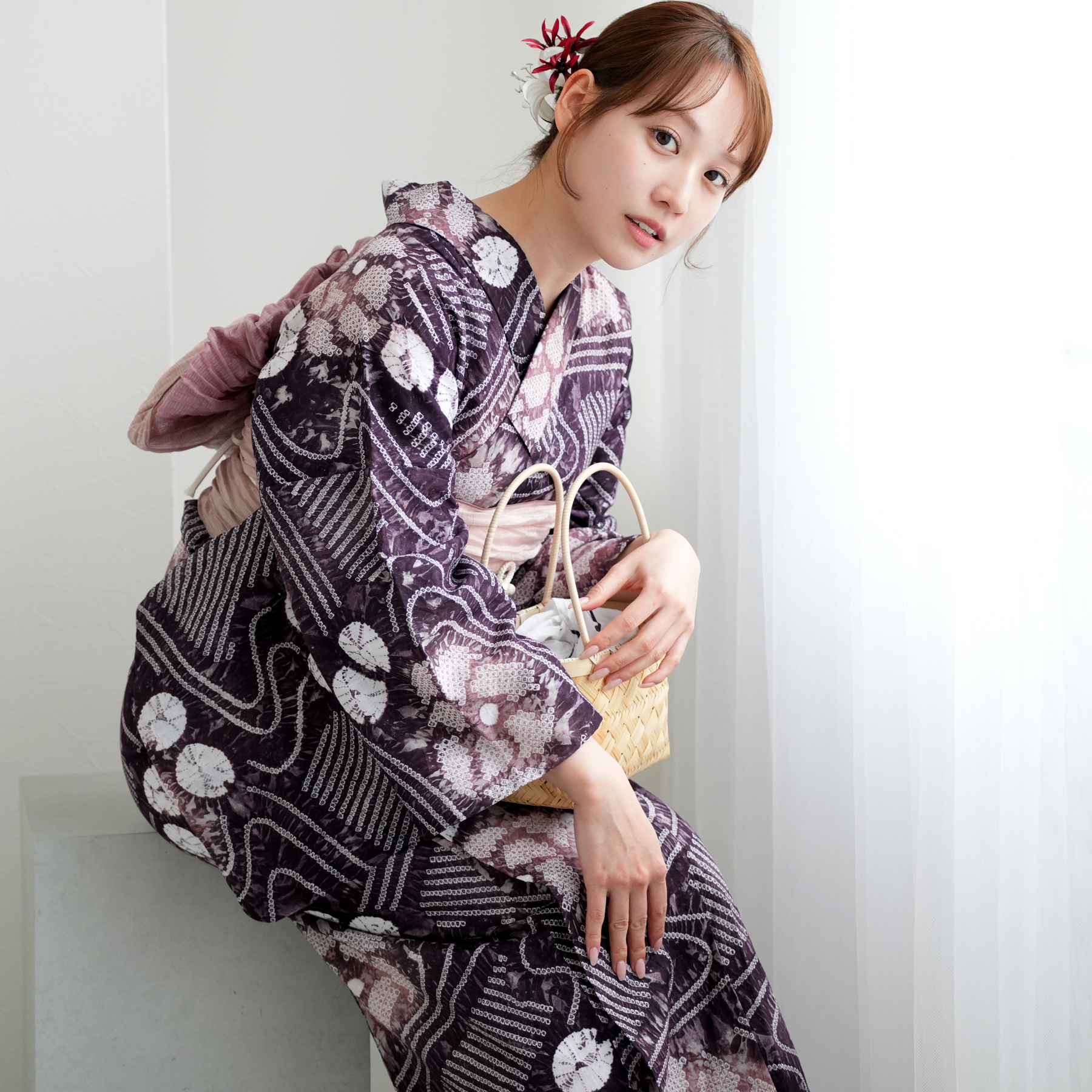 utatane 浴衣 レディース セット 有松絞り 浴衣3点セット アメジストに