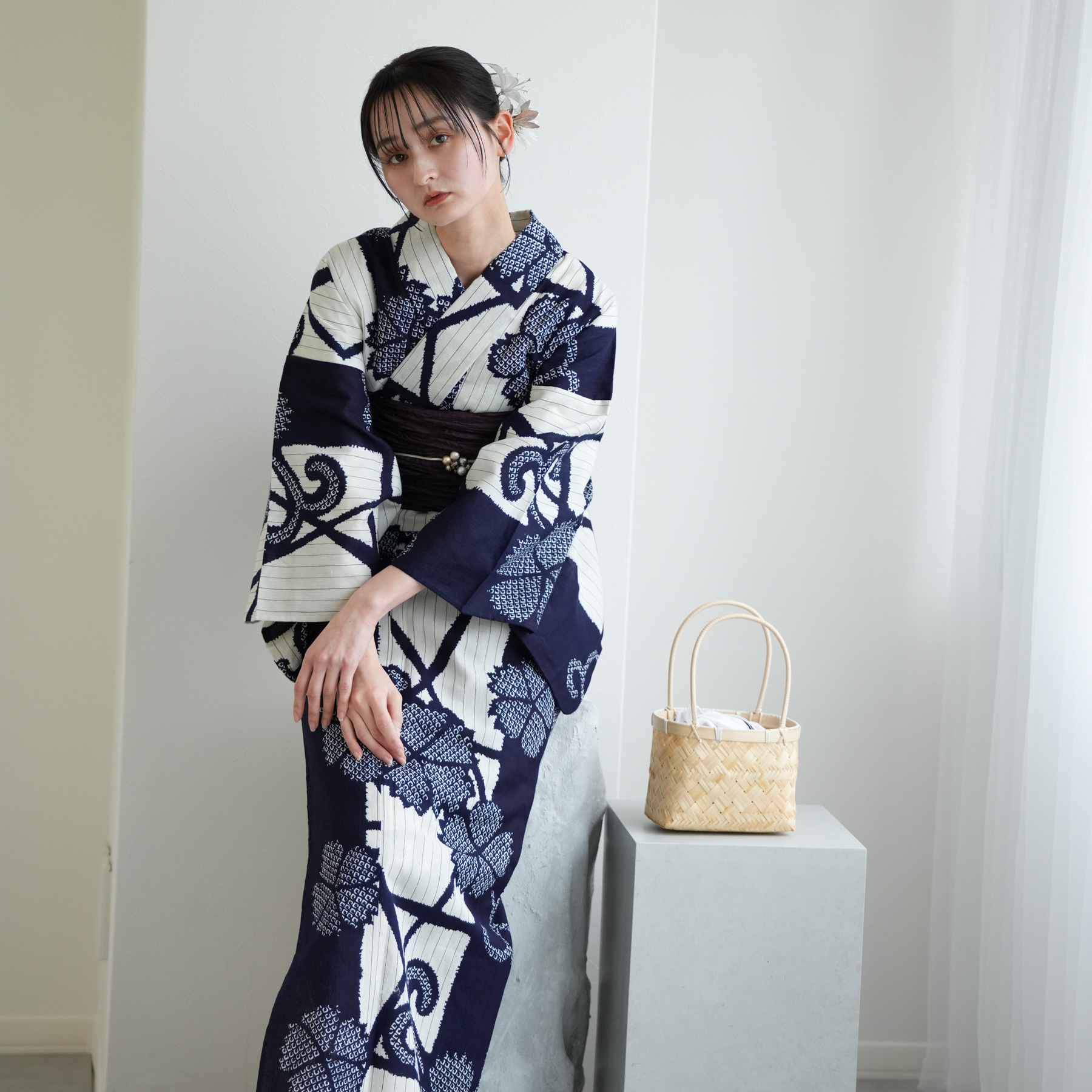 utatane 浴衣 レディース セット utatane×注染工房 浴衣3点セット 等間