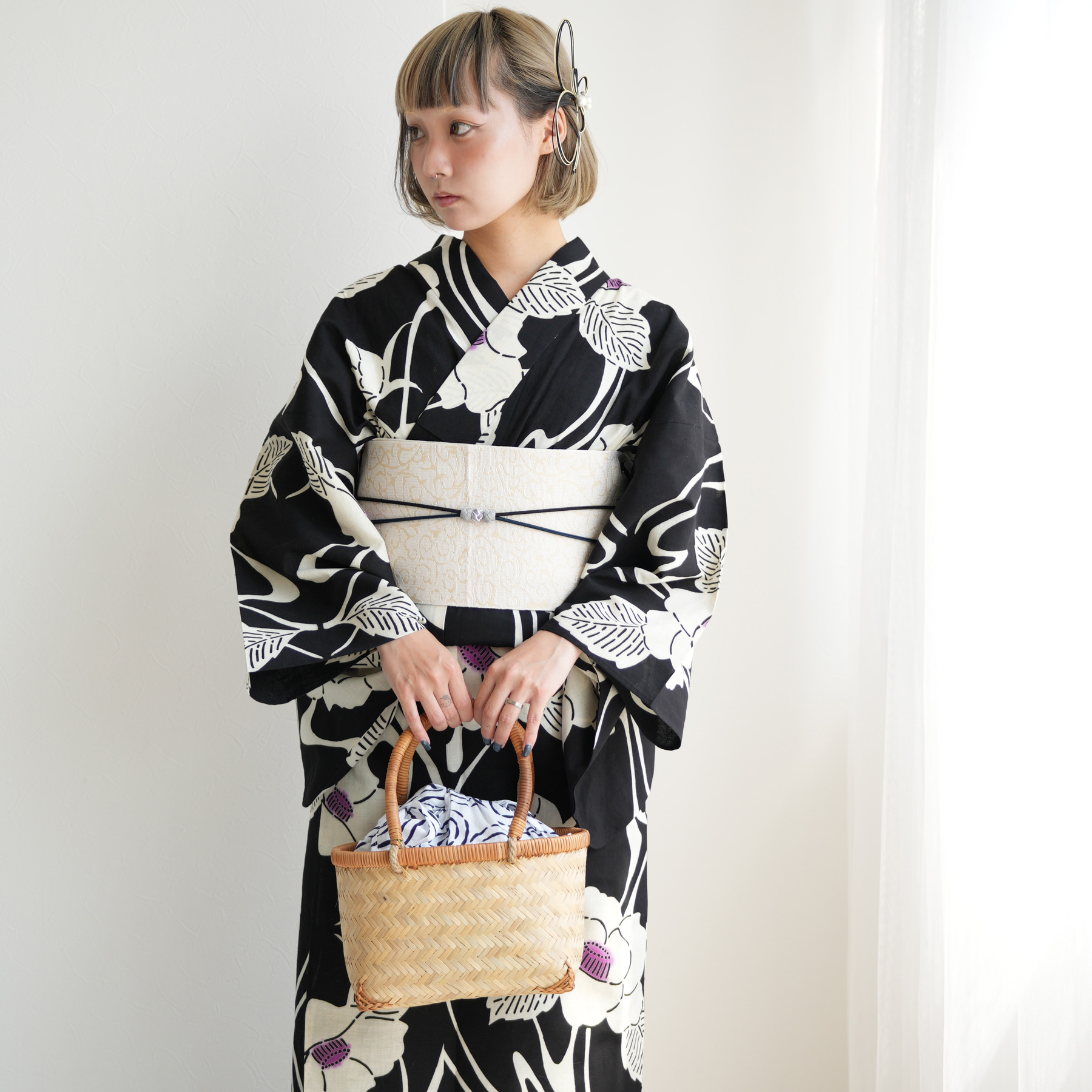 浴衣　帯　utatane レトロ　 セット　未使用 utatane 浴衣 レディース セット 高級変わり織 浴衣3点セット 錆