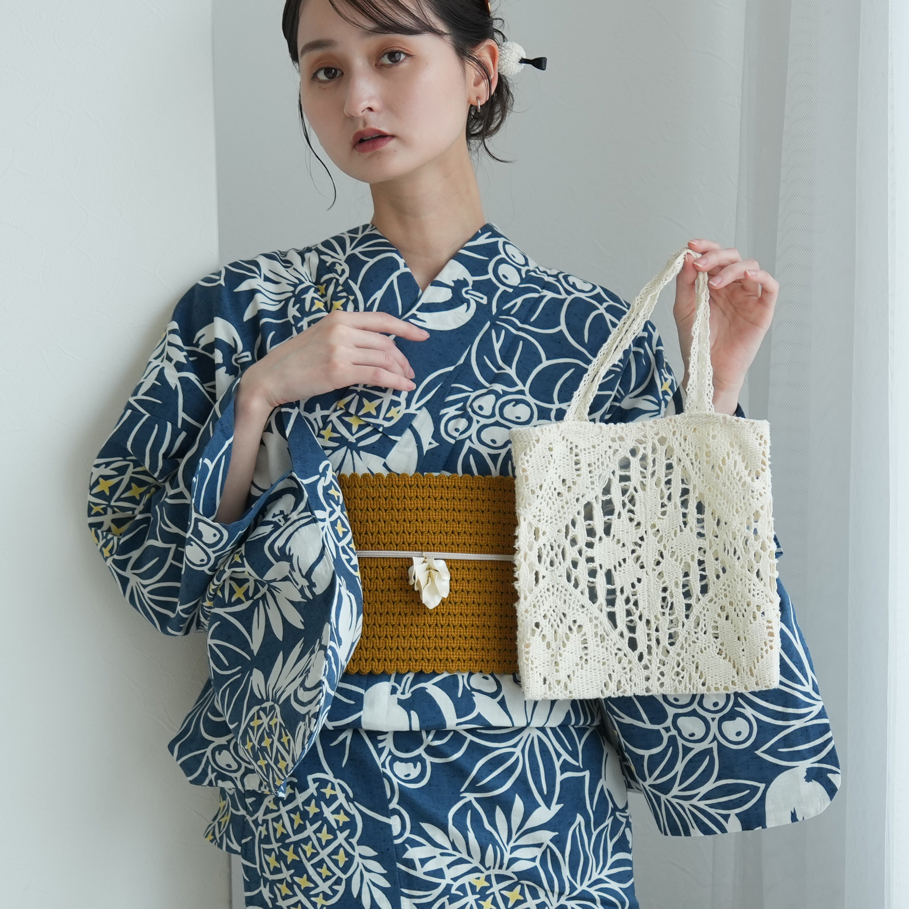 【美品】ウタタネ utatane 浴衣 帯 2点セット 国内染色 綿100% utatane 浴衣 レディース セット × 注染工房 特選 注染浴衣3点セット