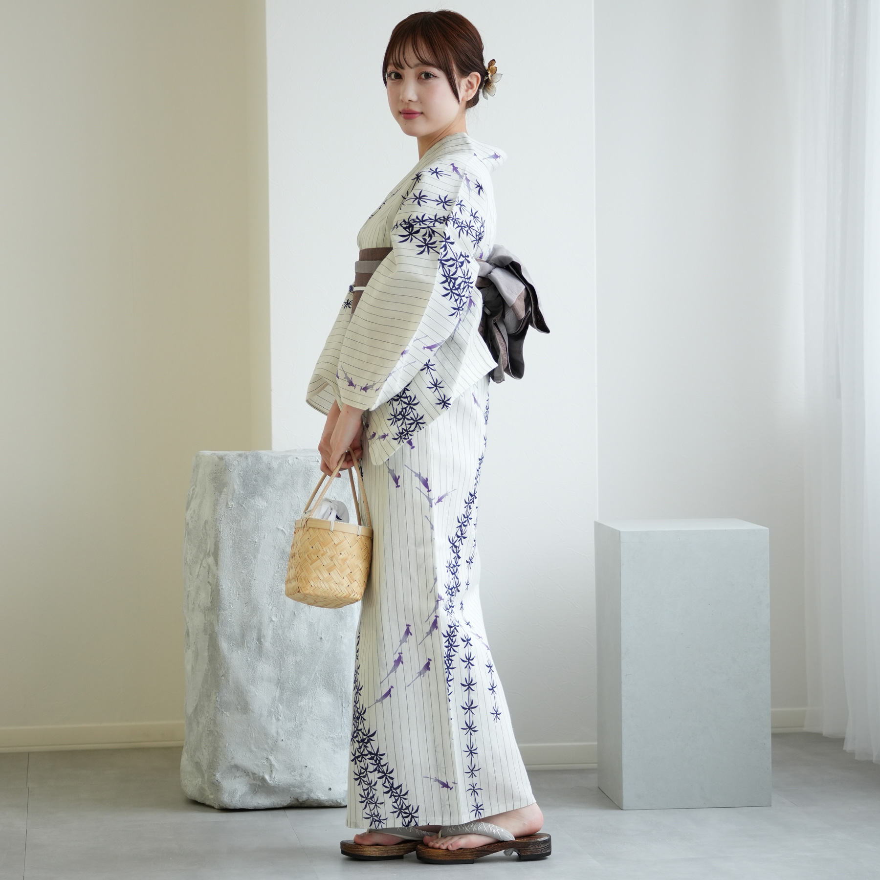utatane 浴衣 レディース セット utatane×注染工房 浴衣3点セット 等間