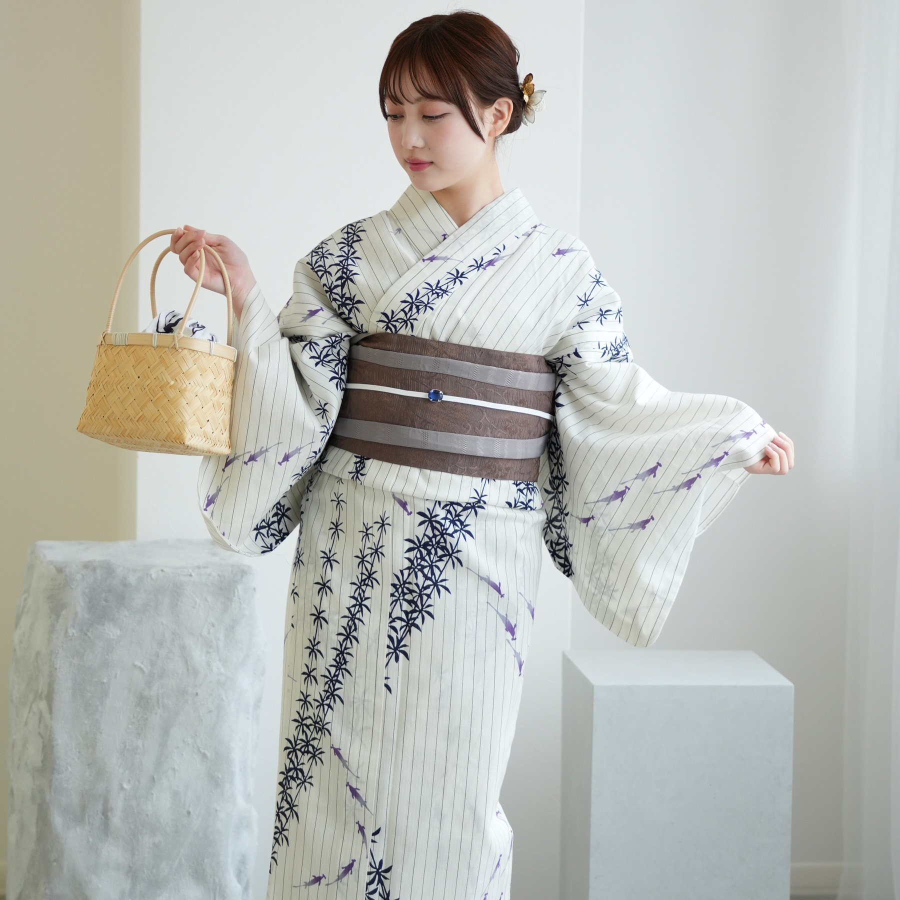 utatane 浴衣 レディース セット utatane×注染工房 浴衣3点セット 等間