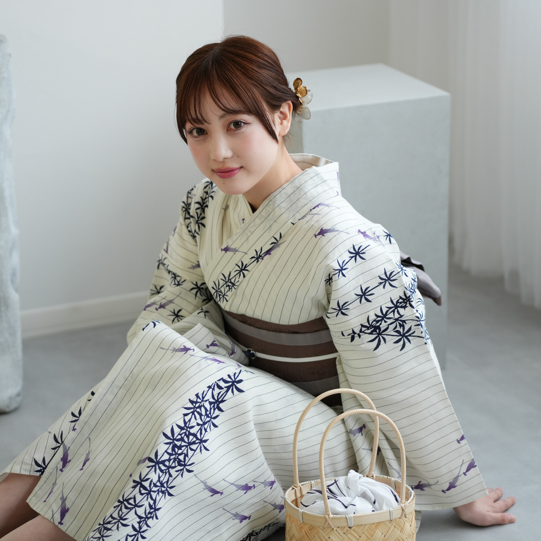 utatane 浴衣 レディース セット utatane×注染工房 浴衣3点セット 等間