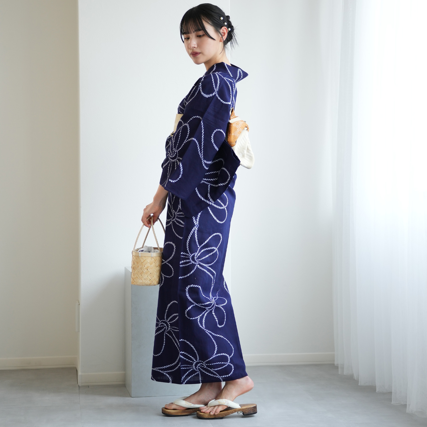 utatane 浴衣 レディース セット utatane×注染工房 浴衣3点セット 紺地