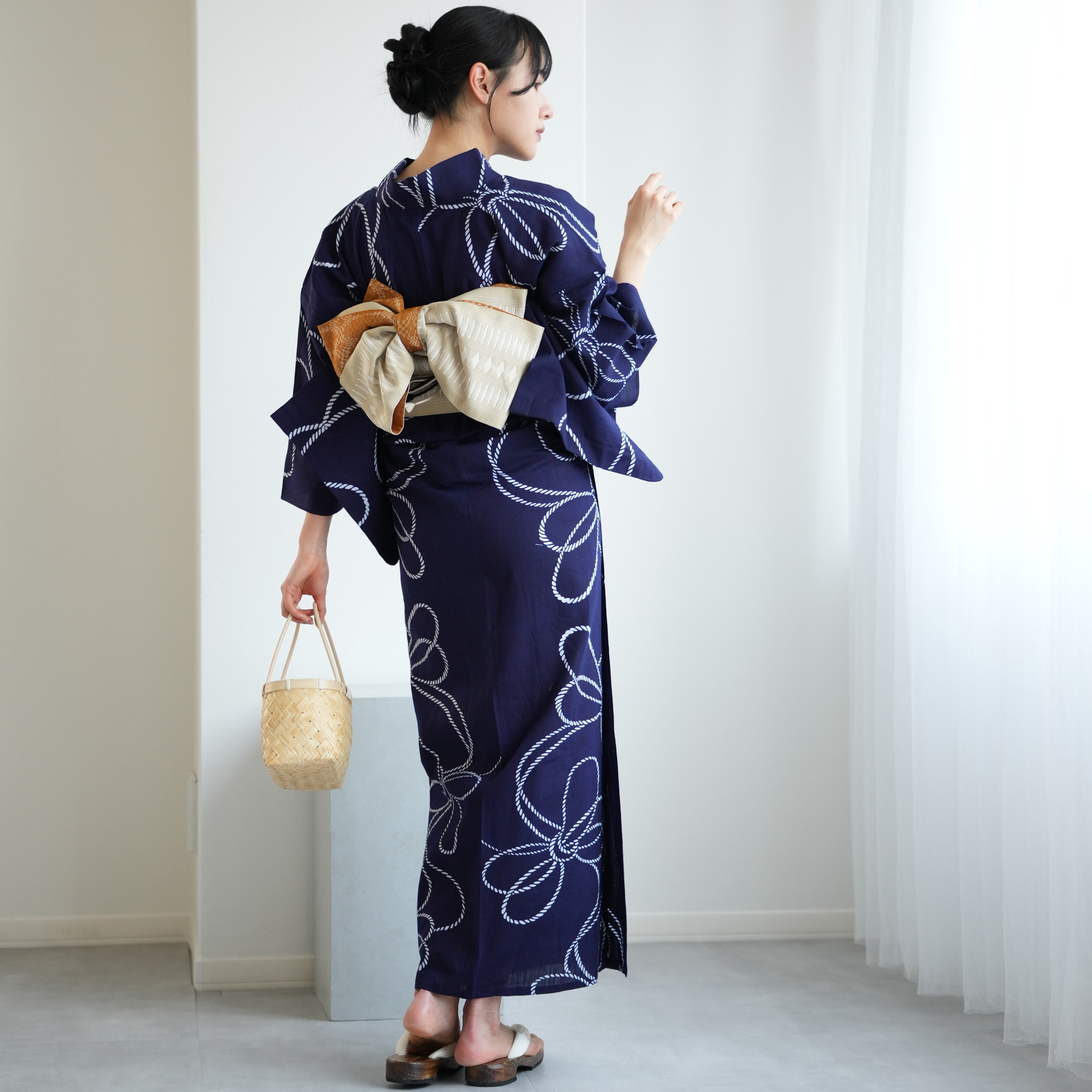 utatane 浴衣 レディース セット utatane×注染工房 浴衣3点セット 紺地