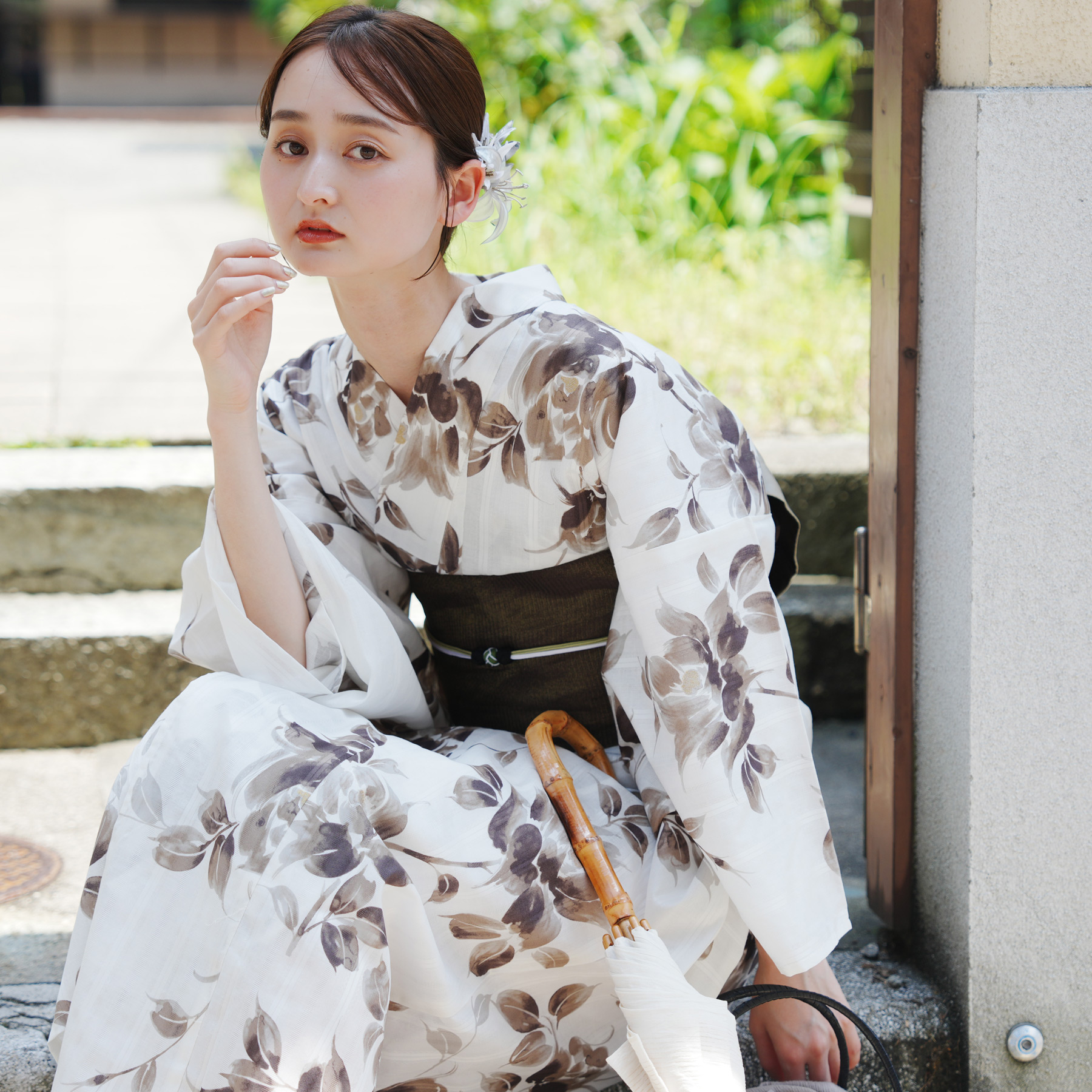 utatane×Acka.］山茶花 white（lame）浴衣3set ○ : 浴衣通販