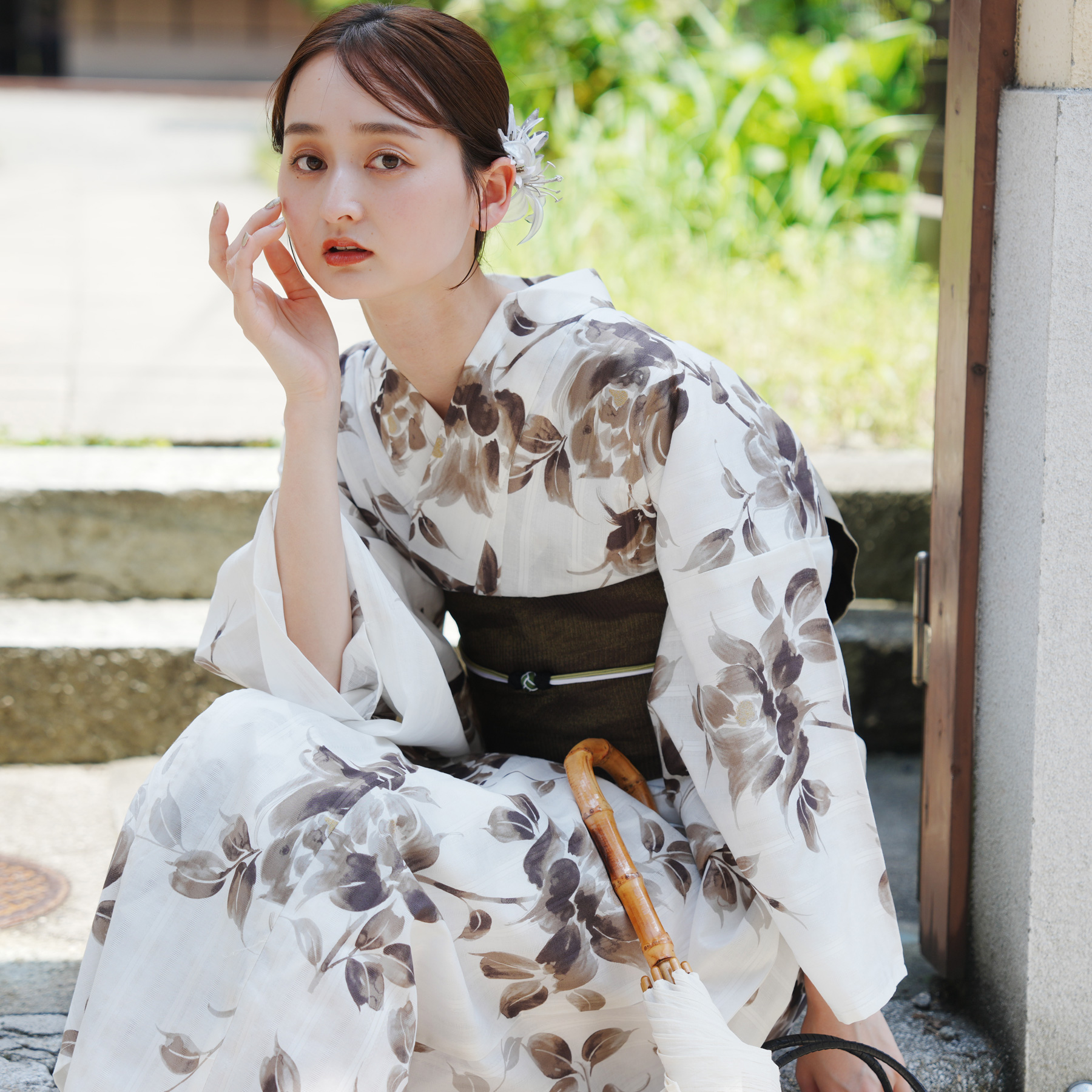 utatane×Acka.］山茶花 white（lame）浴衣3set ○ : 浴衣通販
