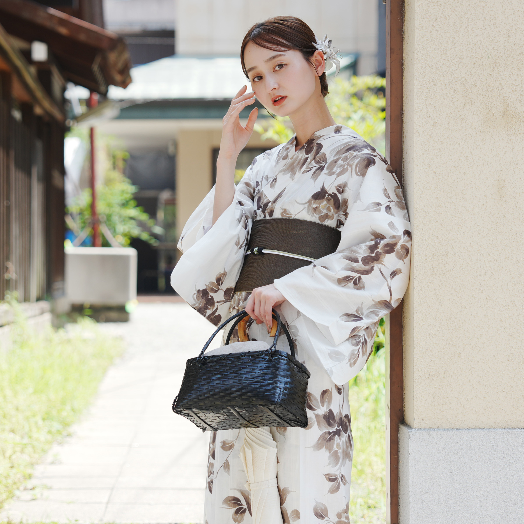 utatane×Acka.］山茶花 white（lame）浴衣3set ○ : 浴衣通販