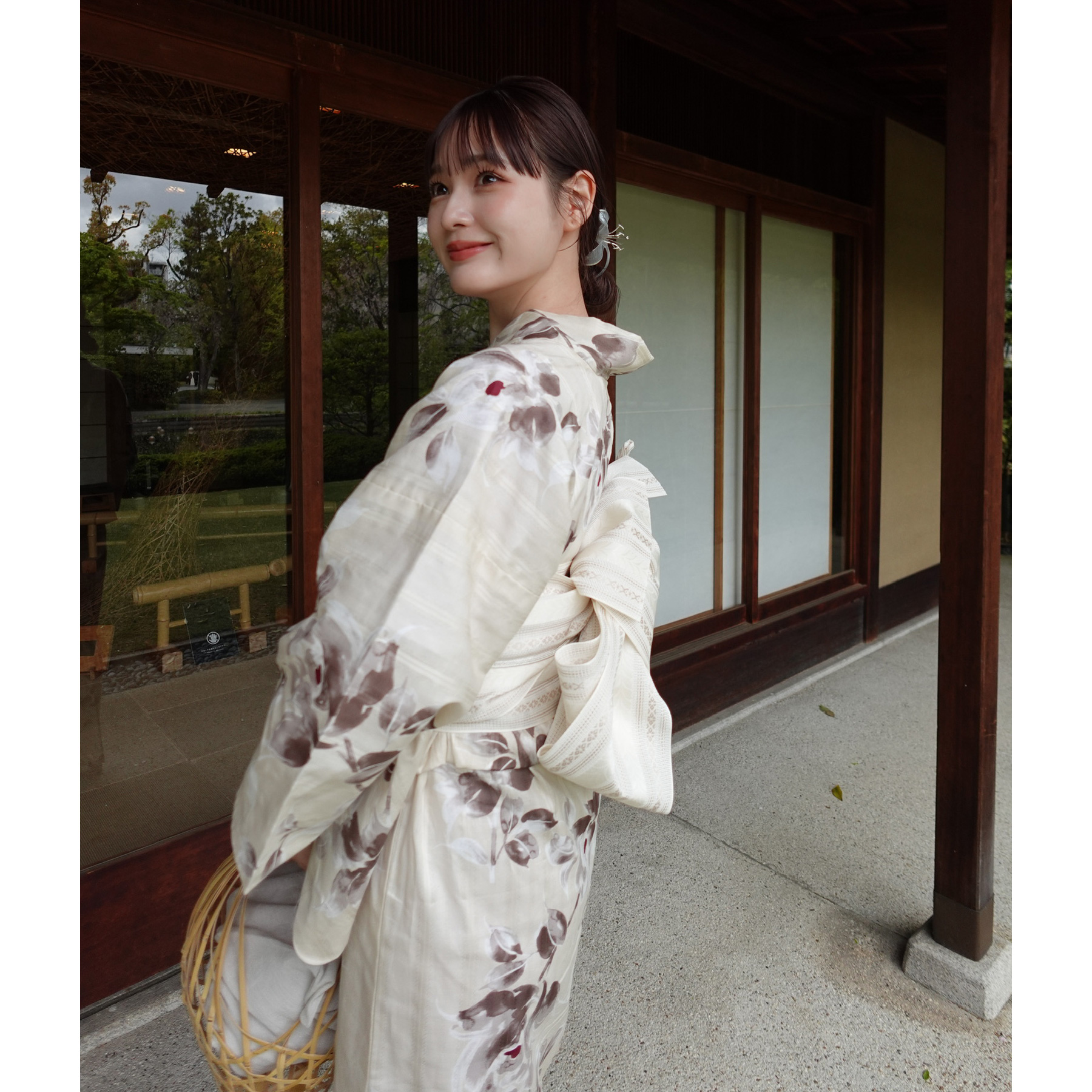 ［utatane×Acka.］浴衣3set 山茶花 完売商品‼️本日限り‼️ utatane×Acka.］山茶花 beige 浴衣3set ○ : 浴衣通販 utatane