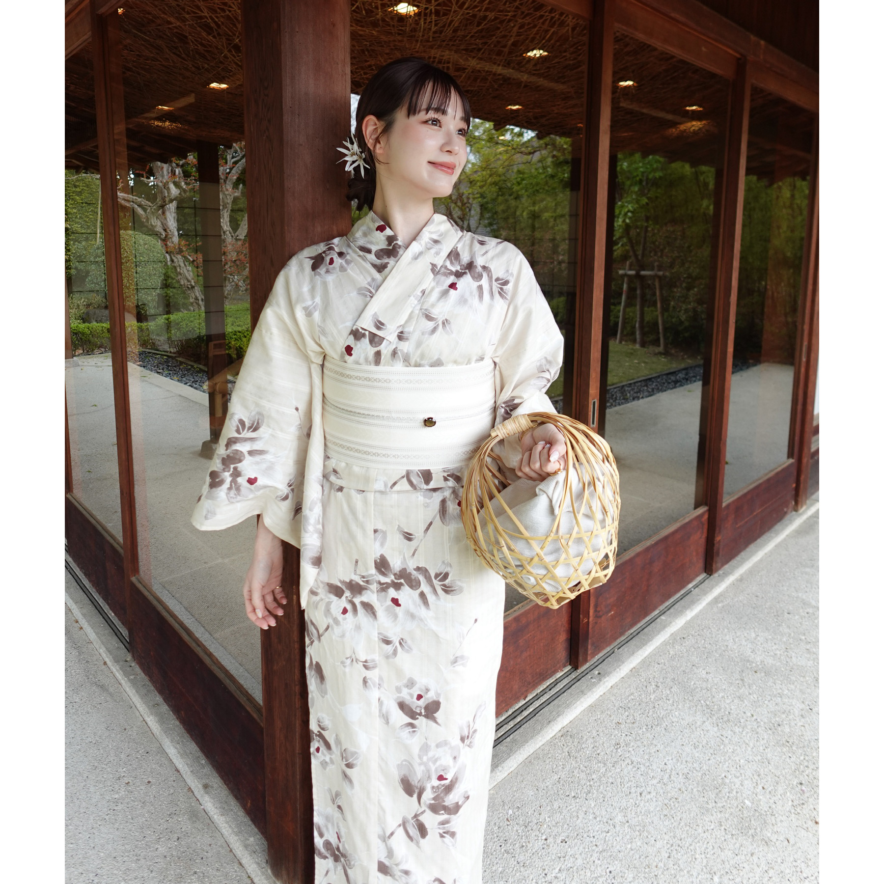utatane×Acka.］山茶花 beige 浴衣3set ○ : 浴衣通販 utatane