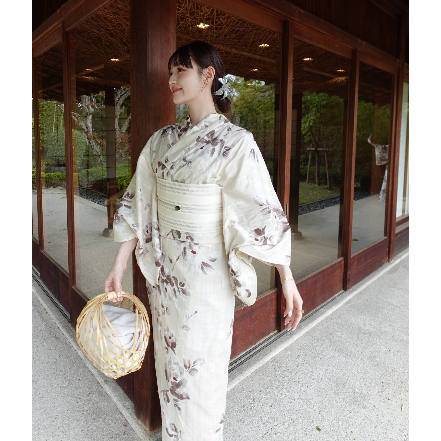 utatane×Acka.］山茶花 beige 浴衣3set ○ : 浴衣通販 utatane