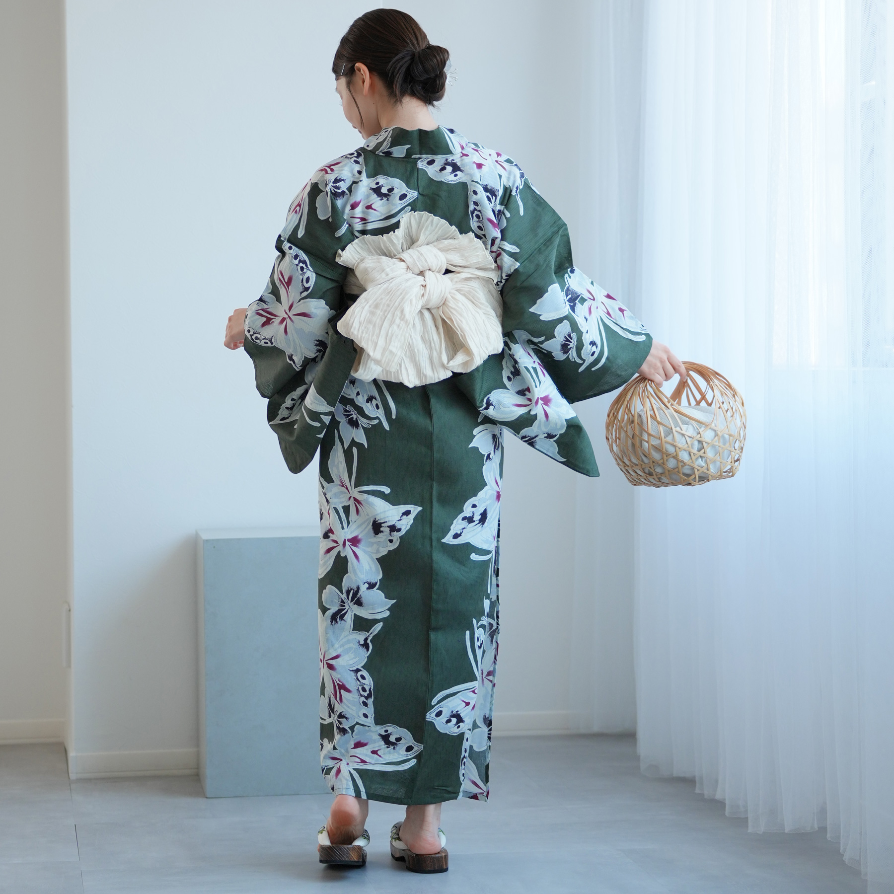 utatane 浴衣 レディース セット 高級変わり織 浴衣3点セット 灰