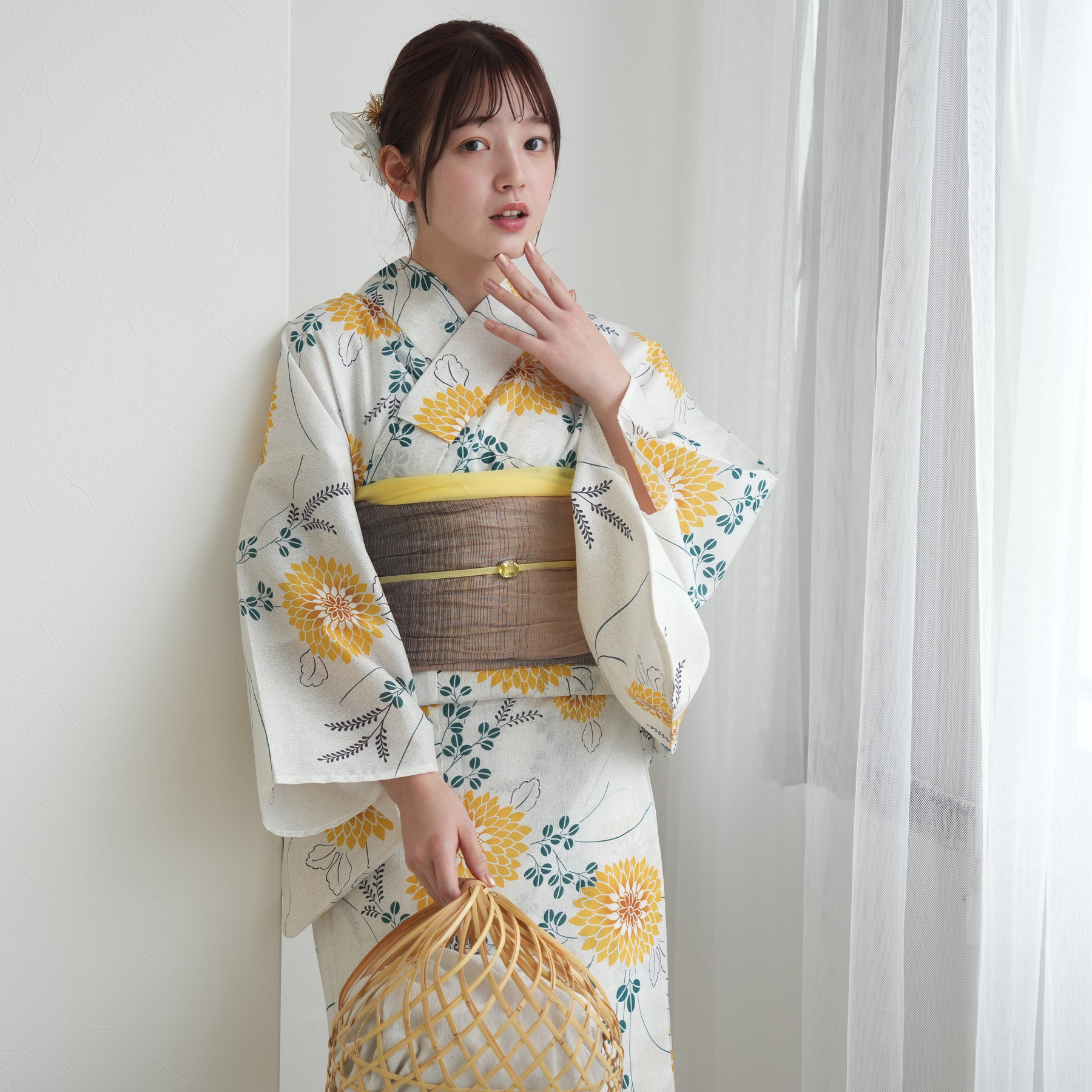 ✅新品【ローズのトワルドジュイ×アイボリー】 ニコアンティーク 浴衣単品 新品】ニコアンティーク 浴衣3点セット ローズのトワルドジュイ