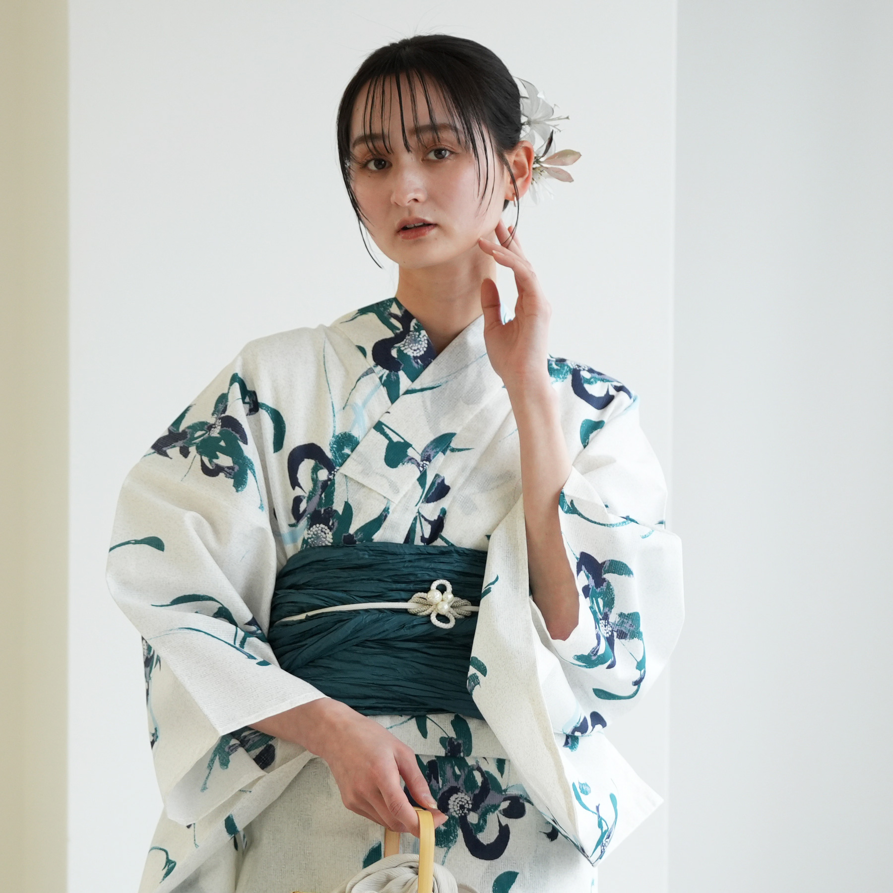 utatane 浴衣 レディース セット 高級変わり織 浴衣3点セット 紺