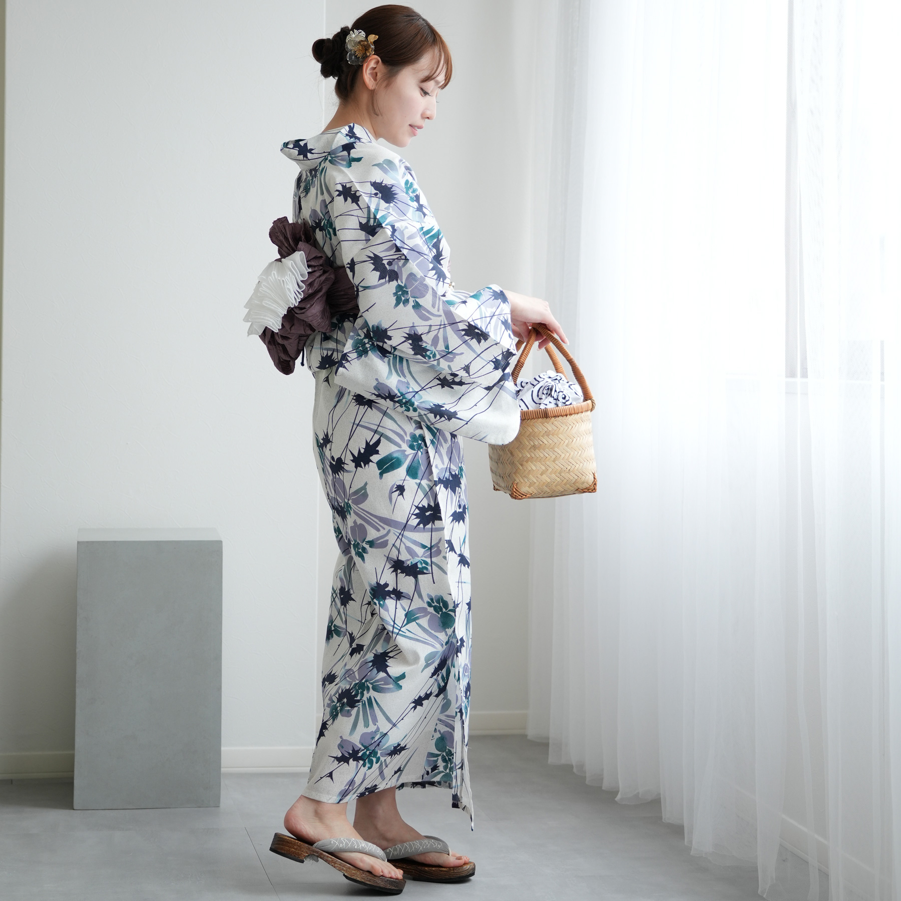 ⭐︎江戸矢羽♪高級変わり織り★新品 浴衣セット 3点セット 浴衣 レディース セット レトロ 変わり織り綿麻浴衣3点セット