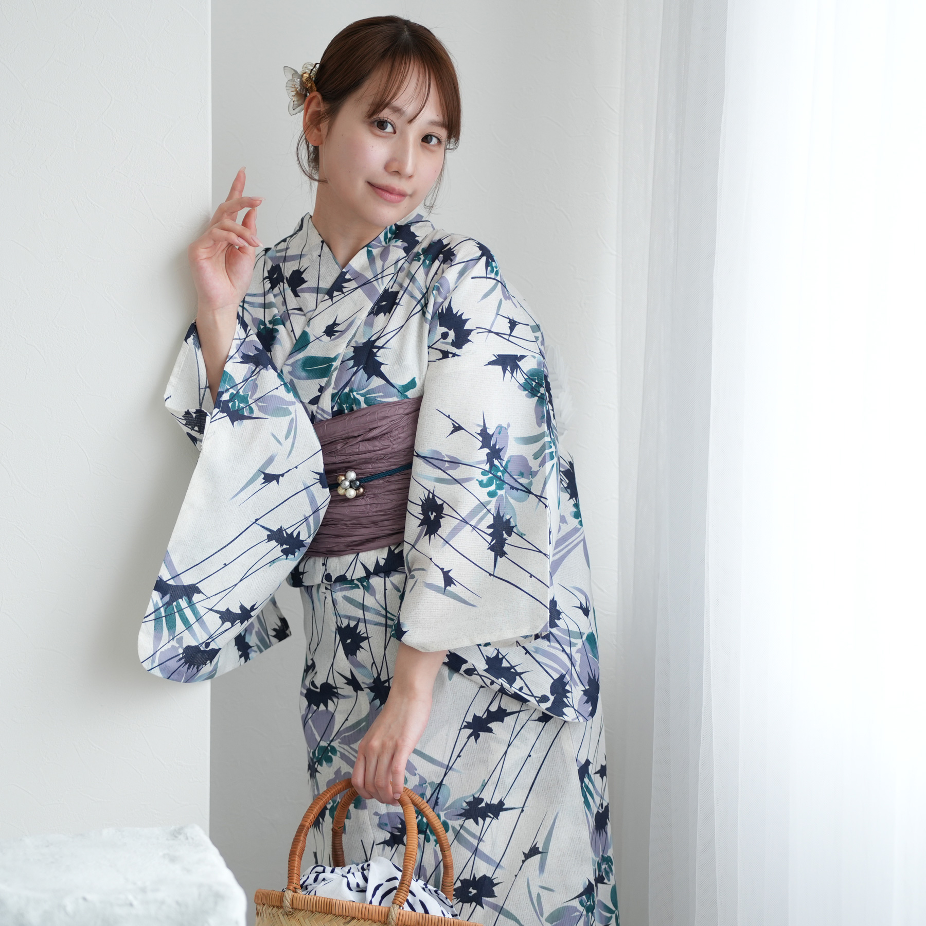 utatane 浴衣 レディース セット 高級変わり織 浴衣3点セット 杢