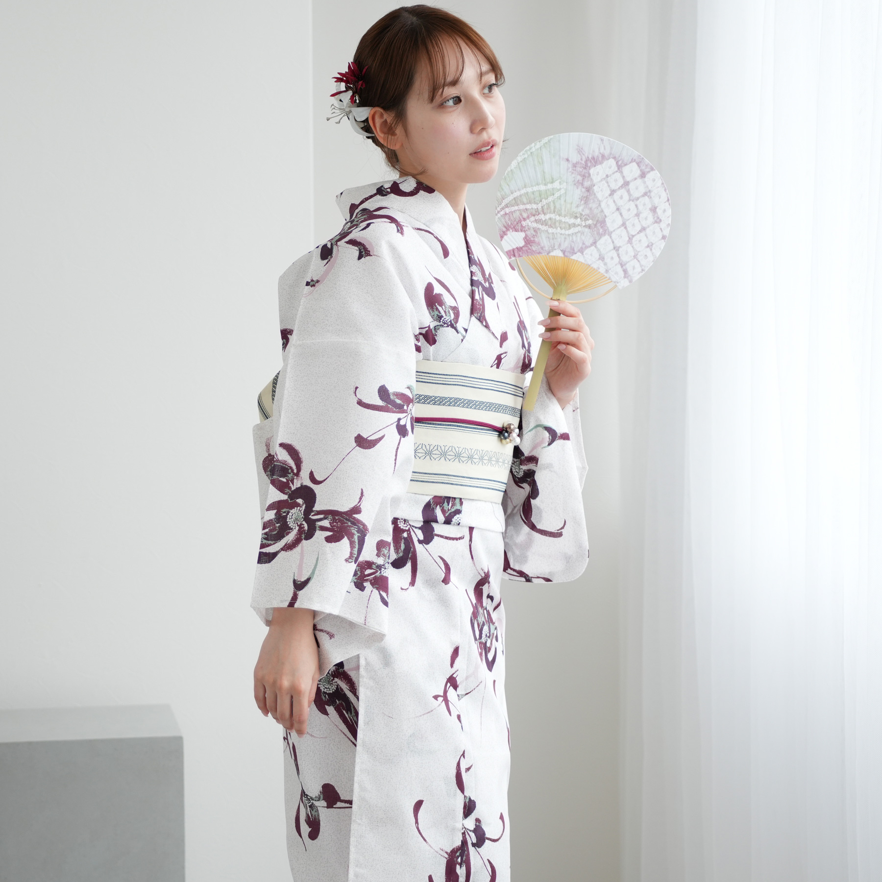utatane 浴衣 レディース セット 高級変わり織 浴衣3点セット 赤
