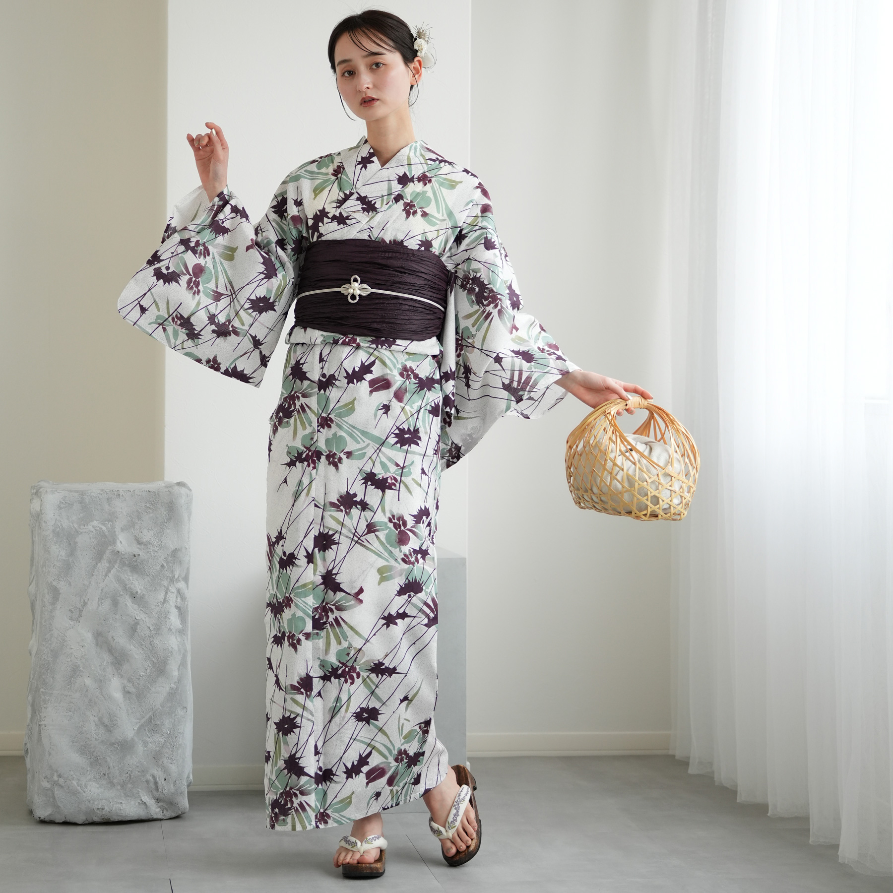 utatane 浴衣 レディース セット 高級変わり織 浴衣3点セット 杢