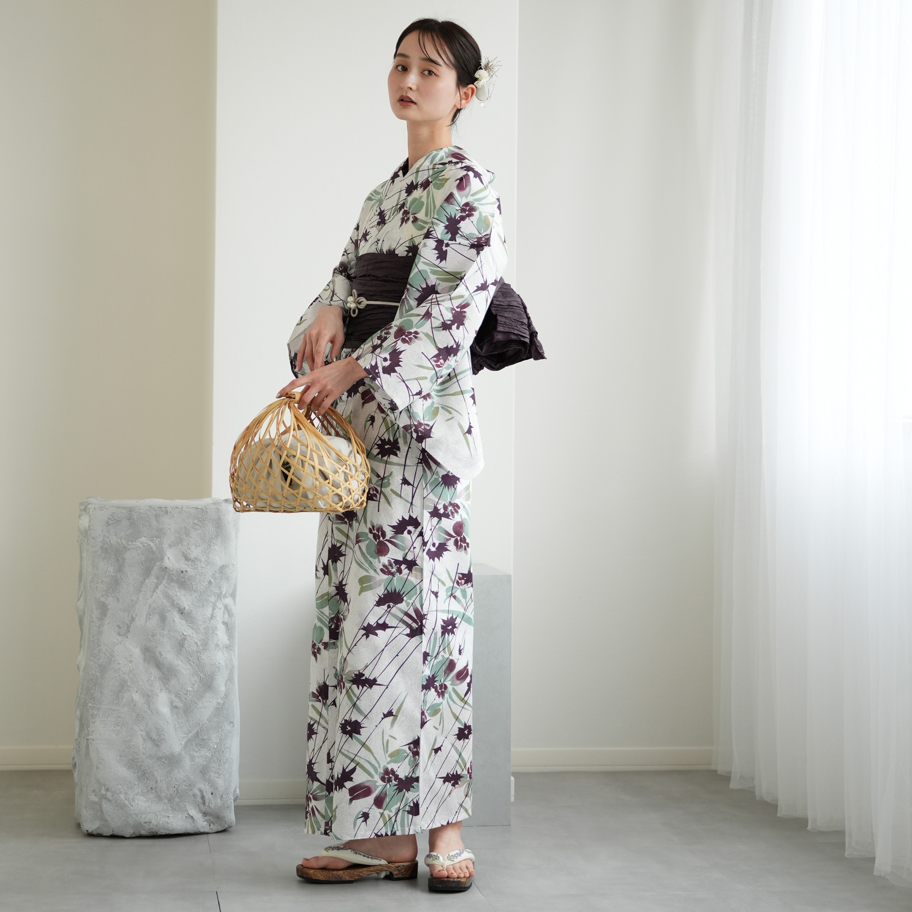 utatane 浴衣 レディース セット 高級変わり織 浴衣3点セット 杢