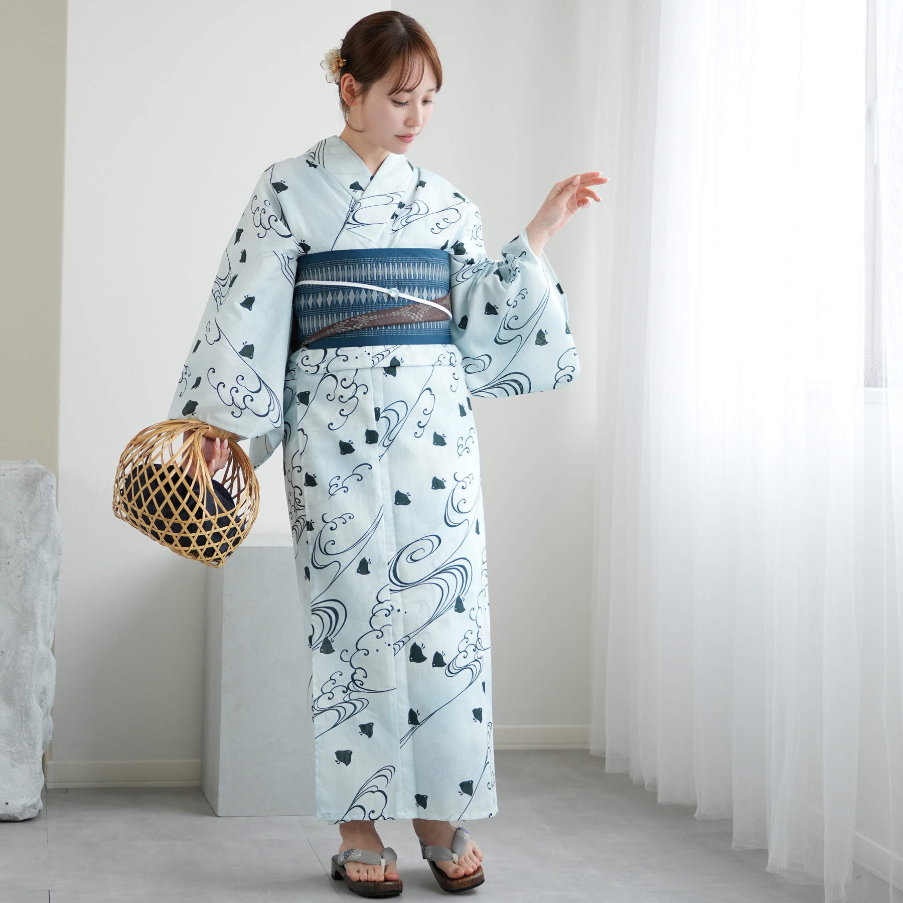 新品　utatane 浴衣セット　帯　ブルー　水色　青 浴衣（レディース3点セット） | utatane［公式］オンラインショップ
