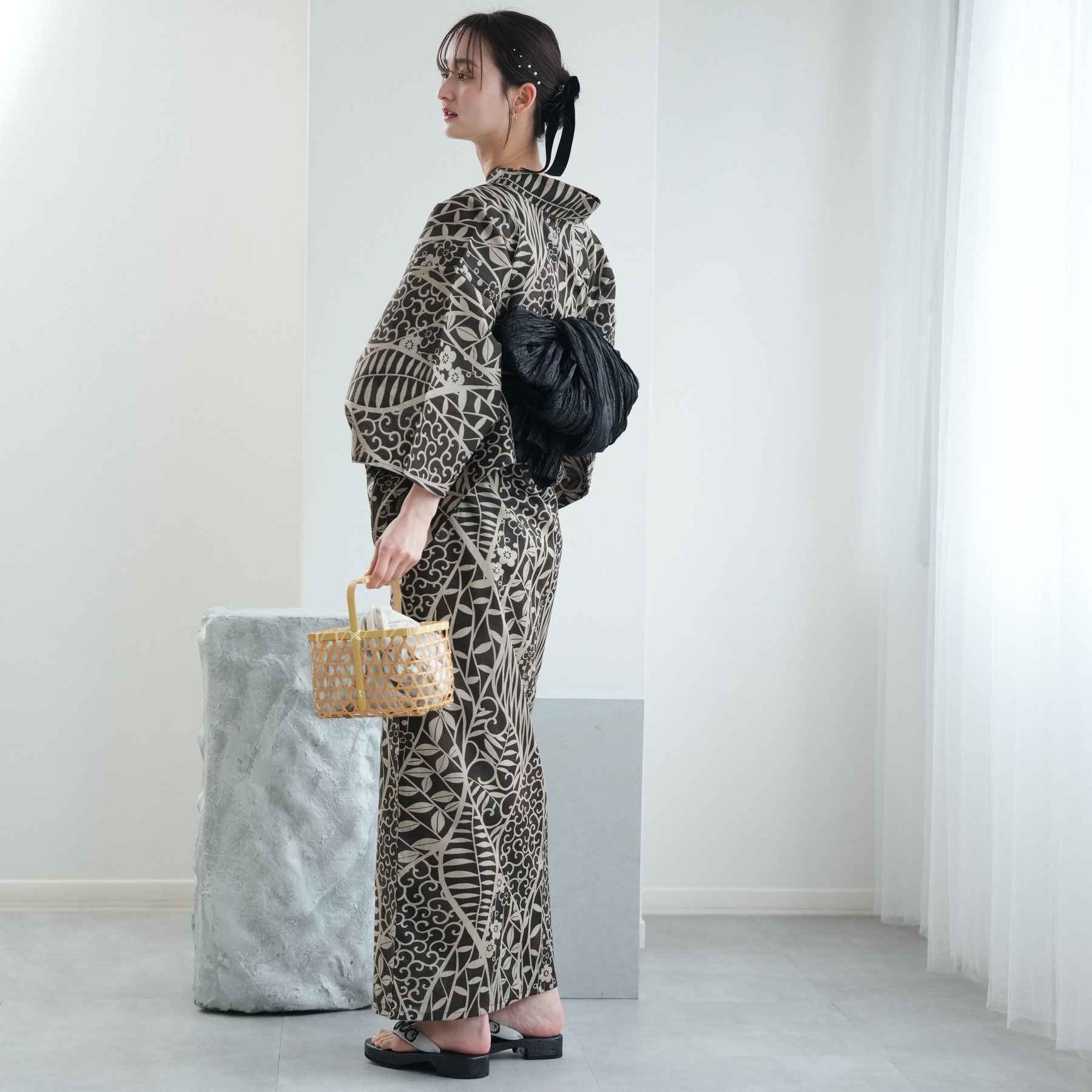 浴衣 レディース セット ニコアンティーク 高級変わり織 浴衣3点セット