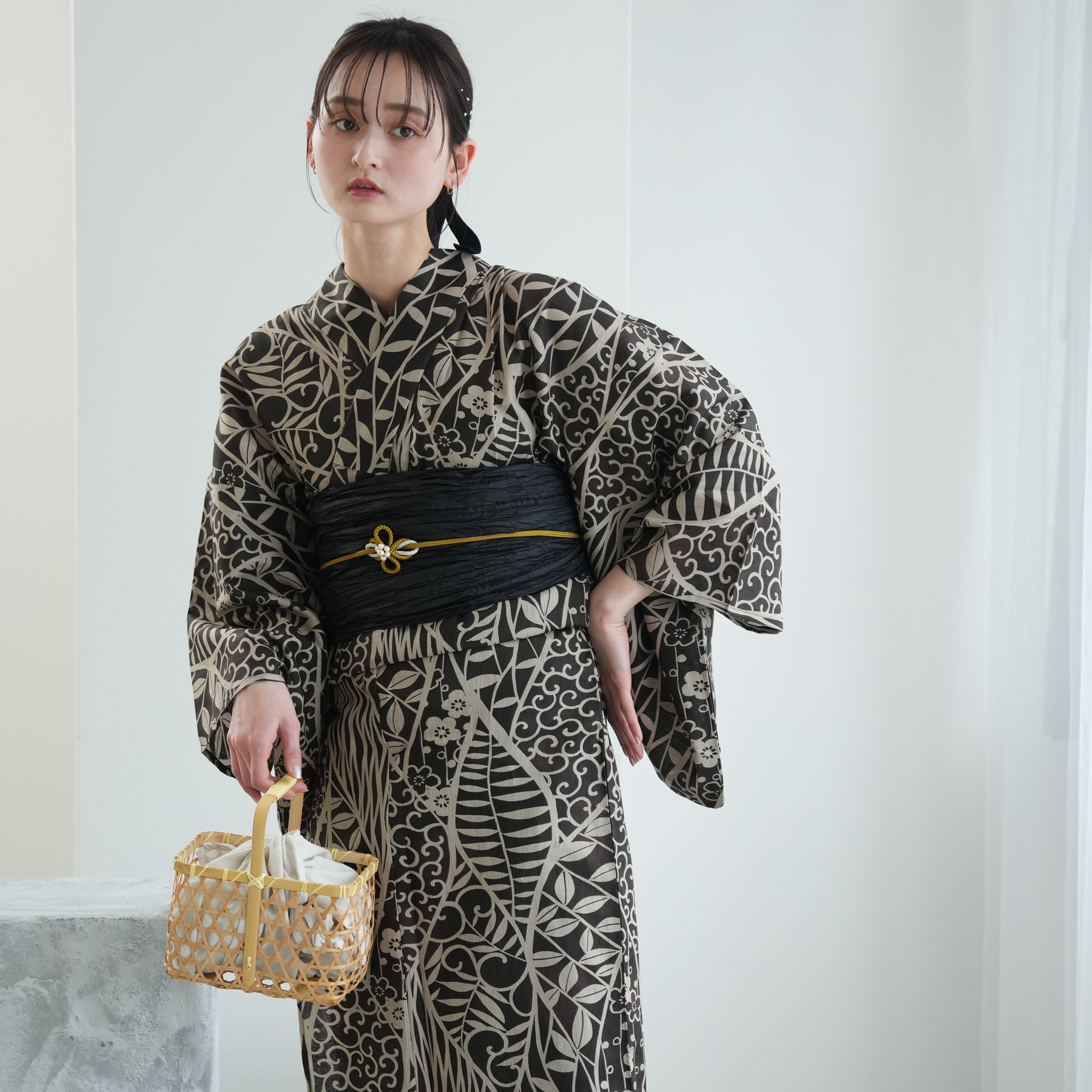 浴衣 レディース セット ニコアンティーク 高級変わり織 浴衣3点セット