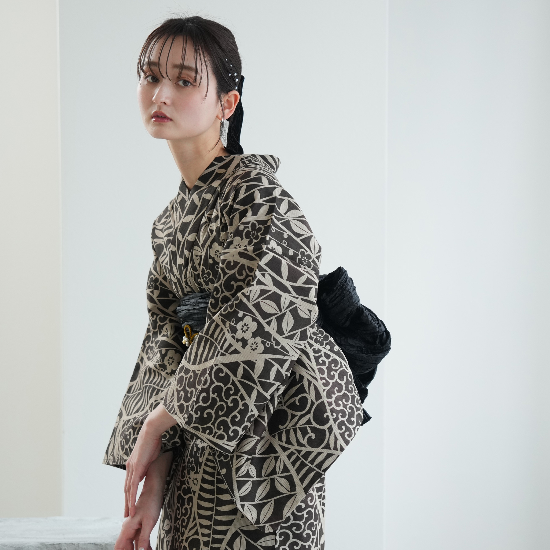 浴衣 レディース セット ニコアンティーク 高級変わり織 浴衣3点セット