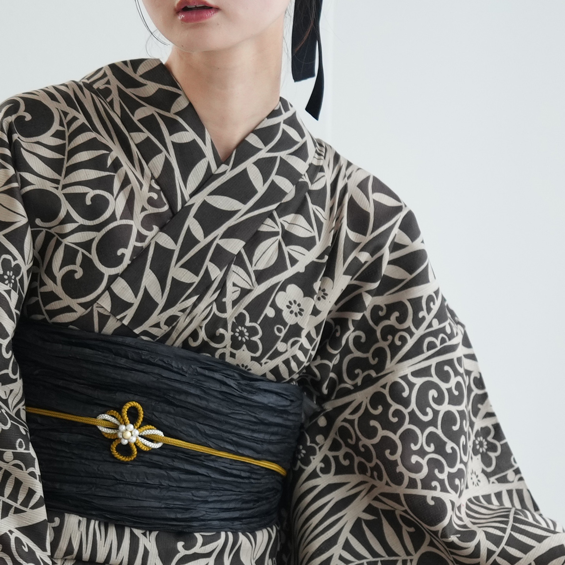 浴衣 レディース セット ニコアンティーク 高級変わり織 浴衣3点セット