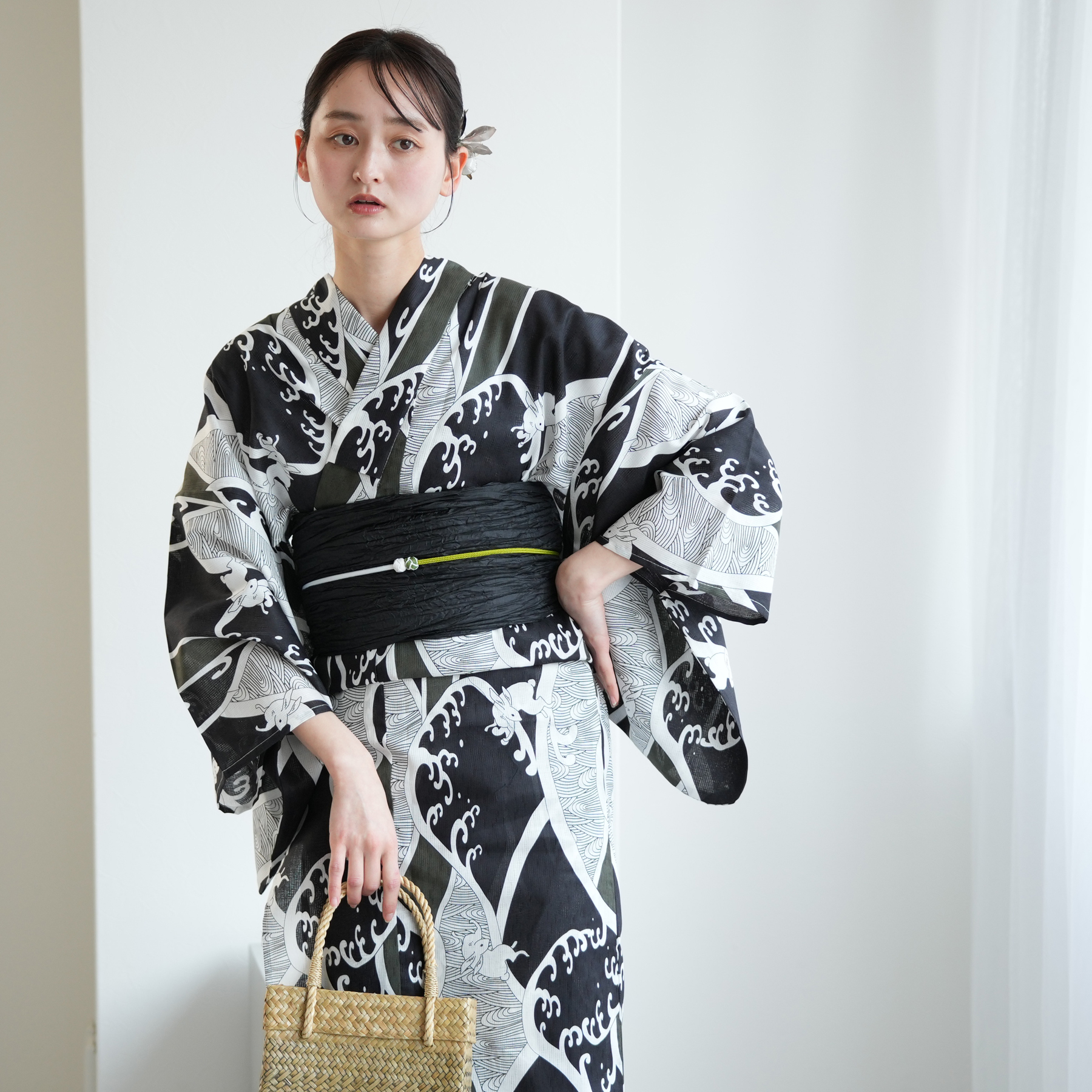 浴衣 レディース セット ニコアンティーク 高級変わり織 浴衣3点