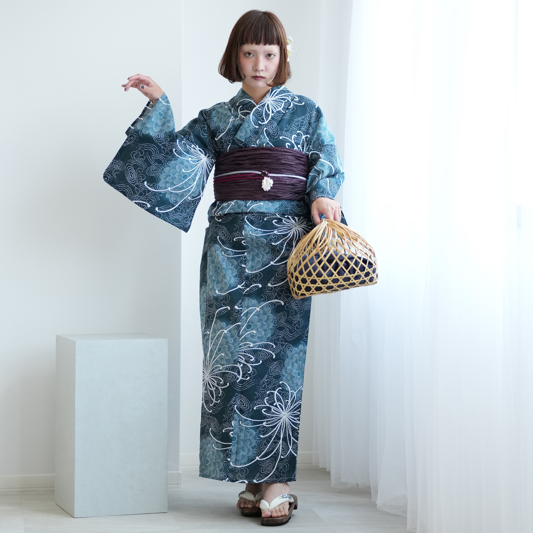 浴衣 レディース 大きいサイズ ゆとりサイズ浴衣3点セット