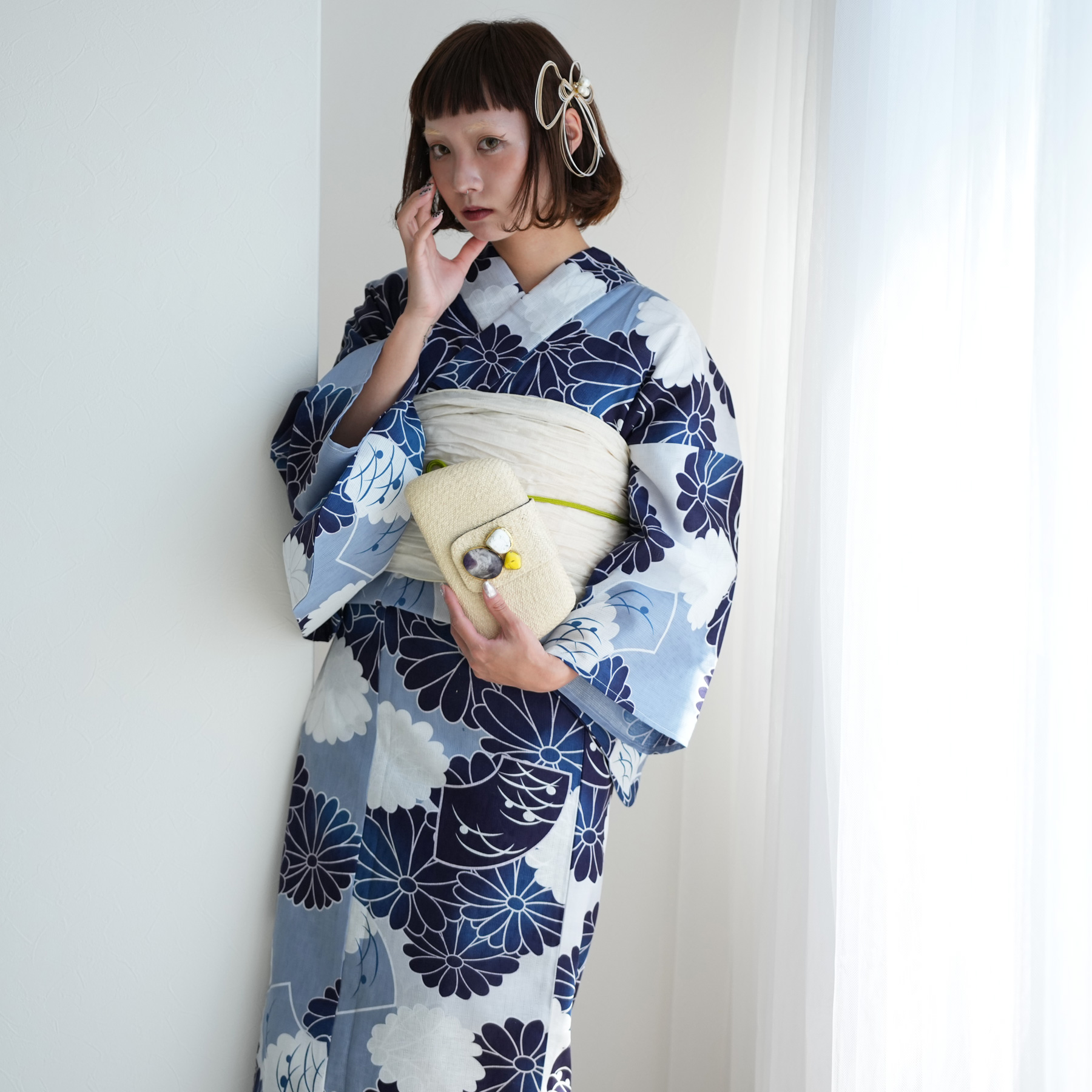 浴衣 レディース セット ニコアンティーク 高級変わり織 浴衣3点