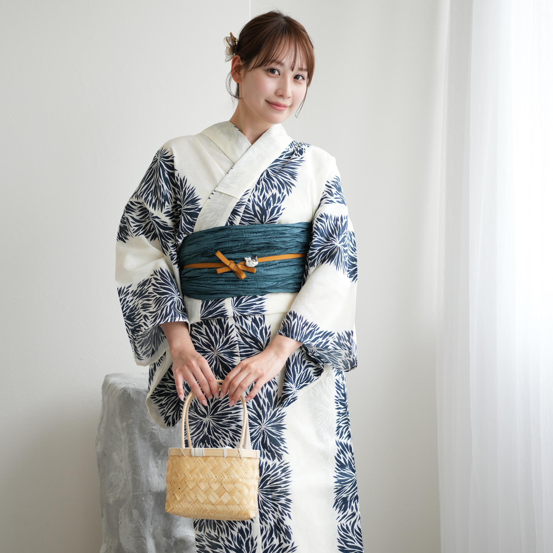 浴衣 レディース セット ニコアンティーク 高級変わり織 浴衣3点