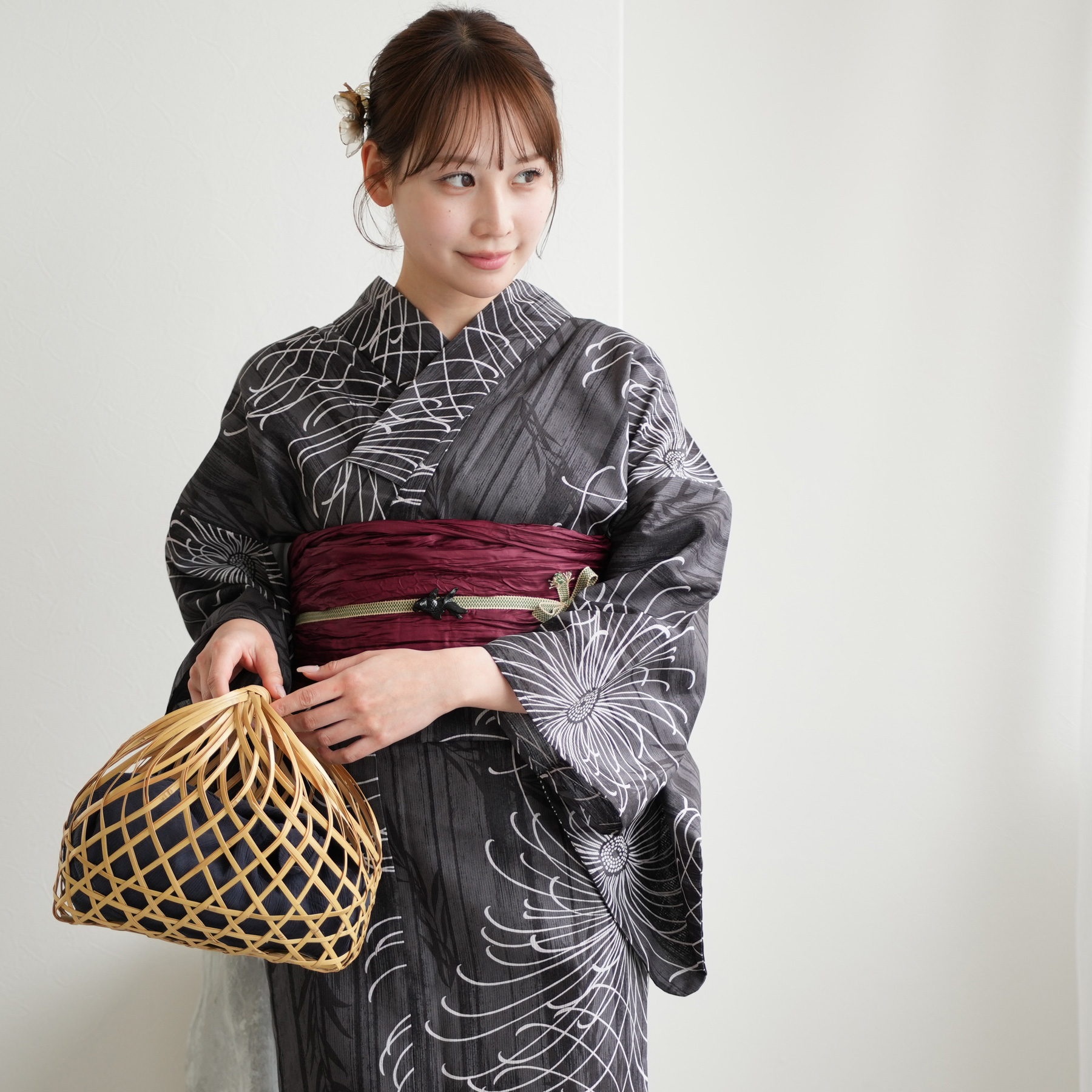 浴衣 レディース セット ニコアンティーク 高級変わり織 浴衣3点